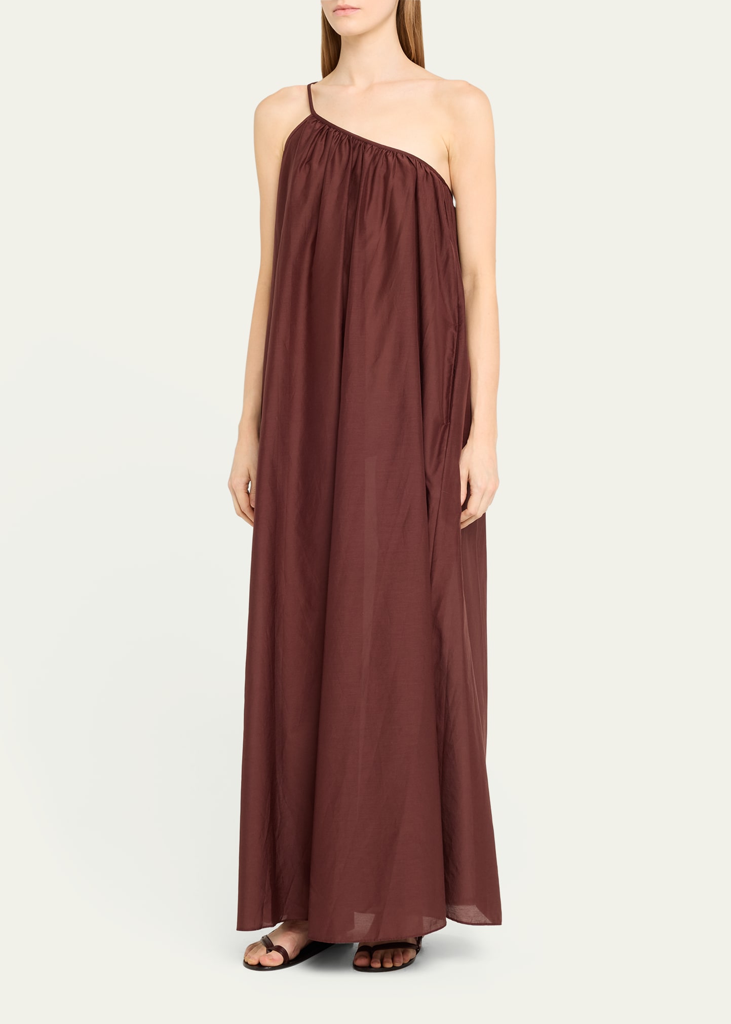 matteau voluminous one shoulder dress MATTEAU One-Shoulder Gathered Organic-Cotton Dress