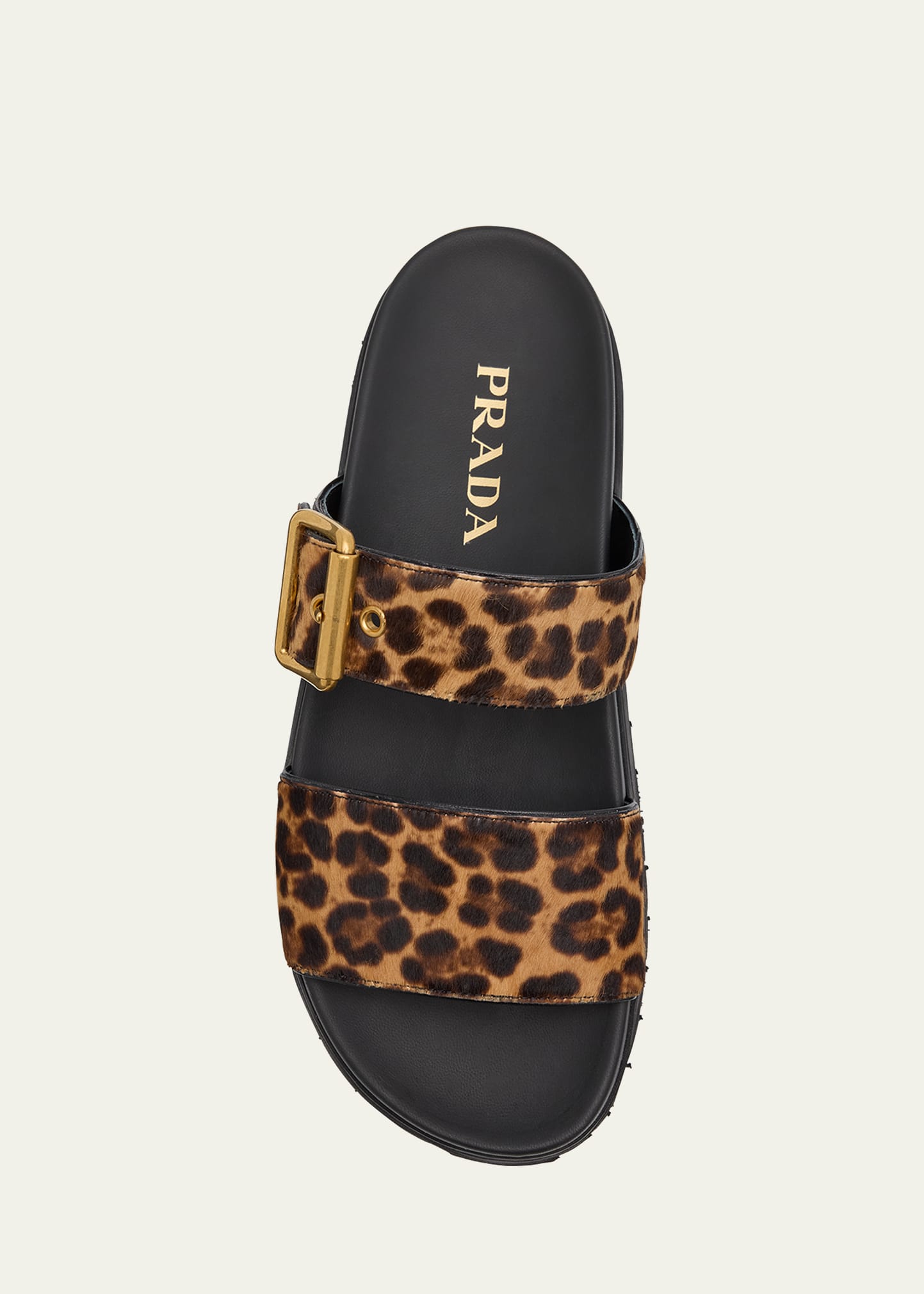 Prada Leopard Buckle Sporty Slide Sandals - Bergdorf Goodman