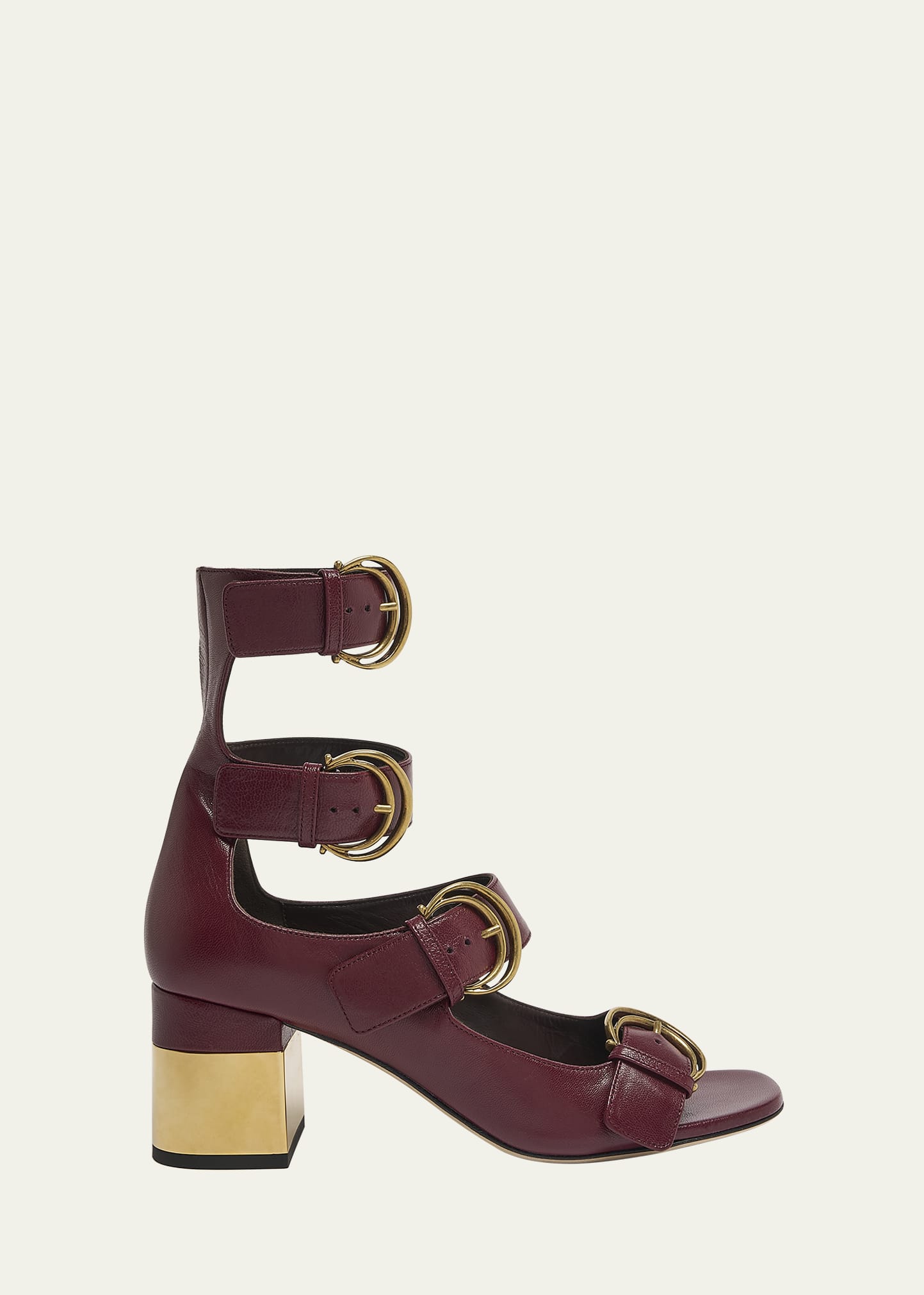 Chloe Alize Leather Four-Buckle Sandals - Bergdorf Goodman