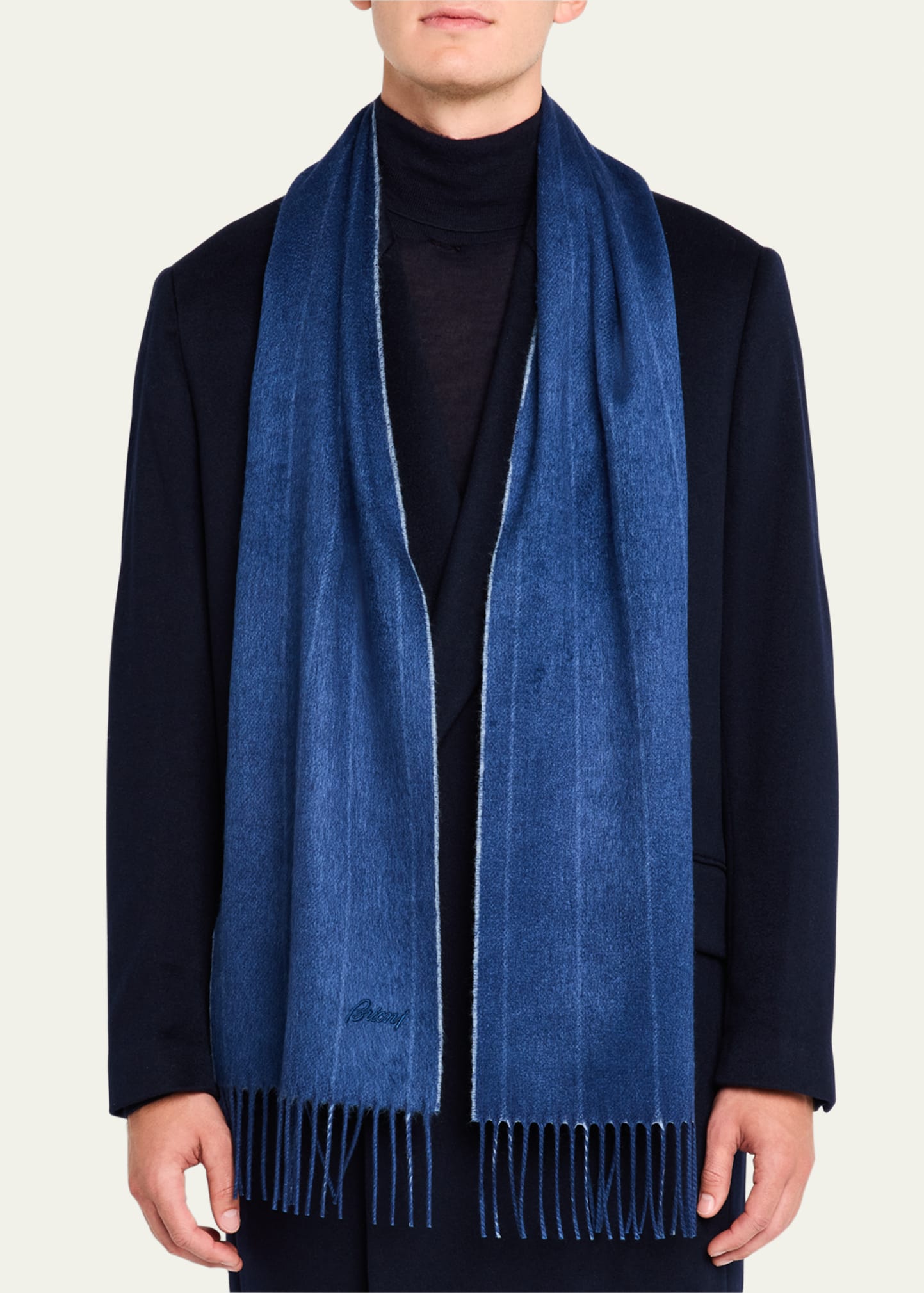 Brioni Men's Fringe Silk Cashmere Scarf - Bergdorf Goodman