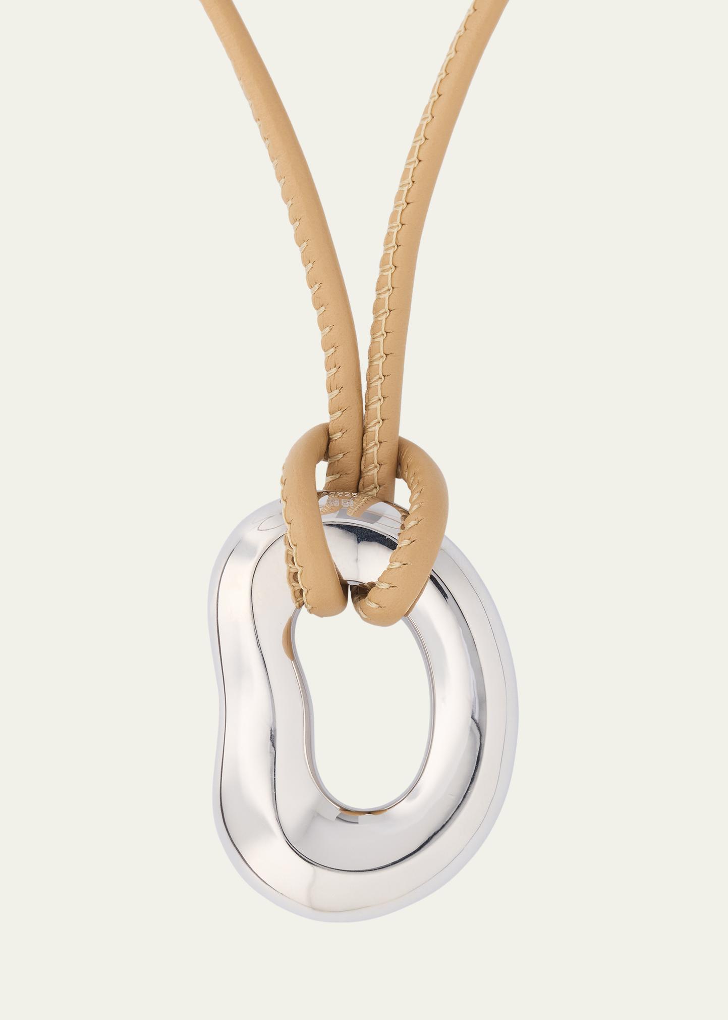 Charlotte Chesnais Silver Shima Pendant on Leather Chord Necklace