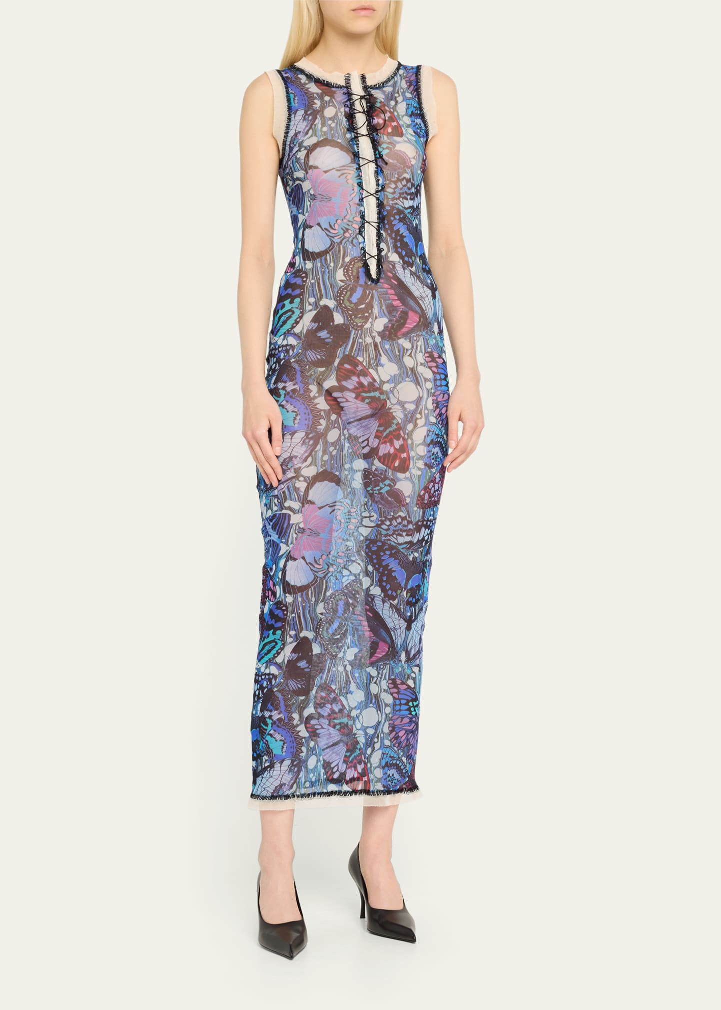 Jean Paul Gaultier Butterfly Mesh Lace-Up Dress - Bergdorf
