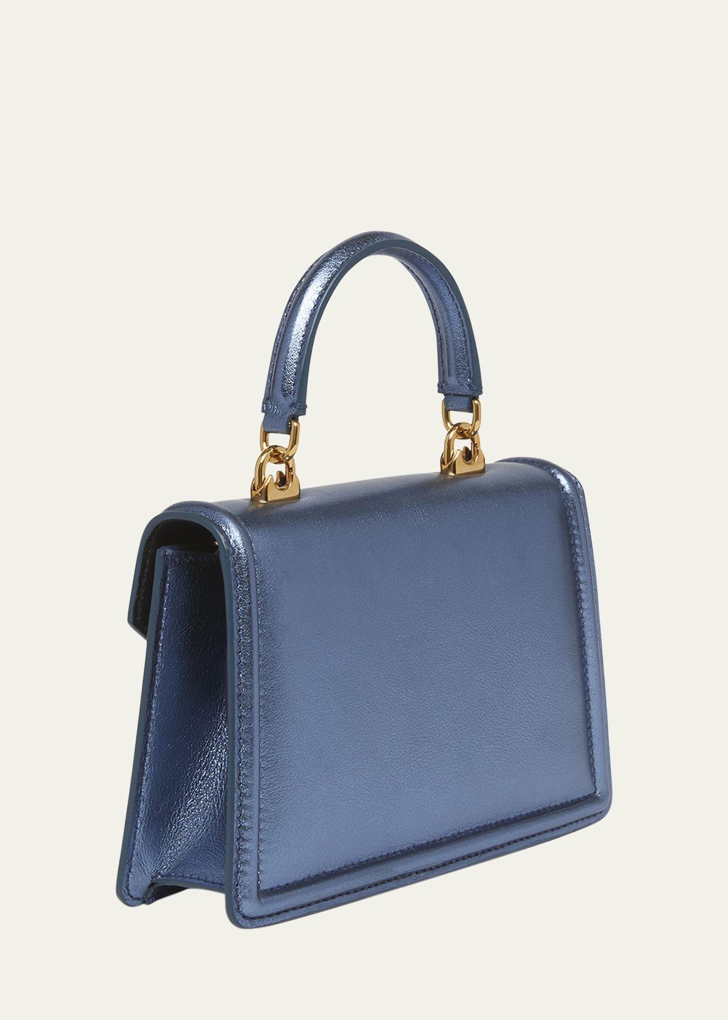 Dolce&Gabbana Devotion Mini Metallic Leather Top-Handle Bag