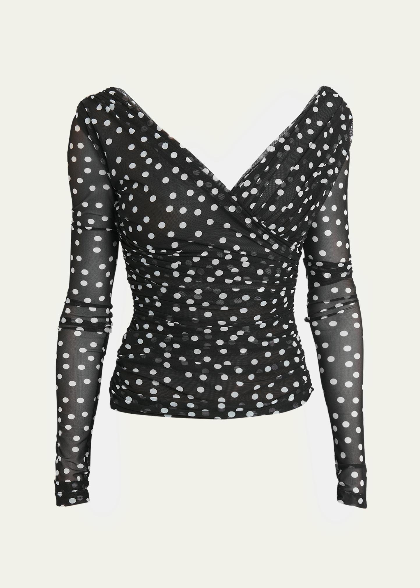 Dolce & Gabbana Polka-Dot Tulle Wrap Top