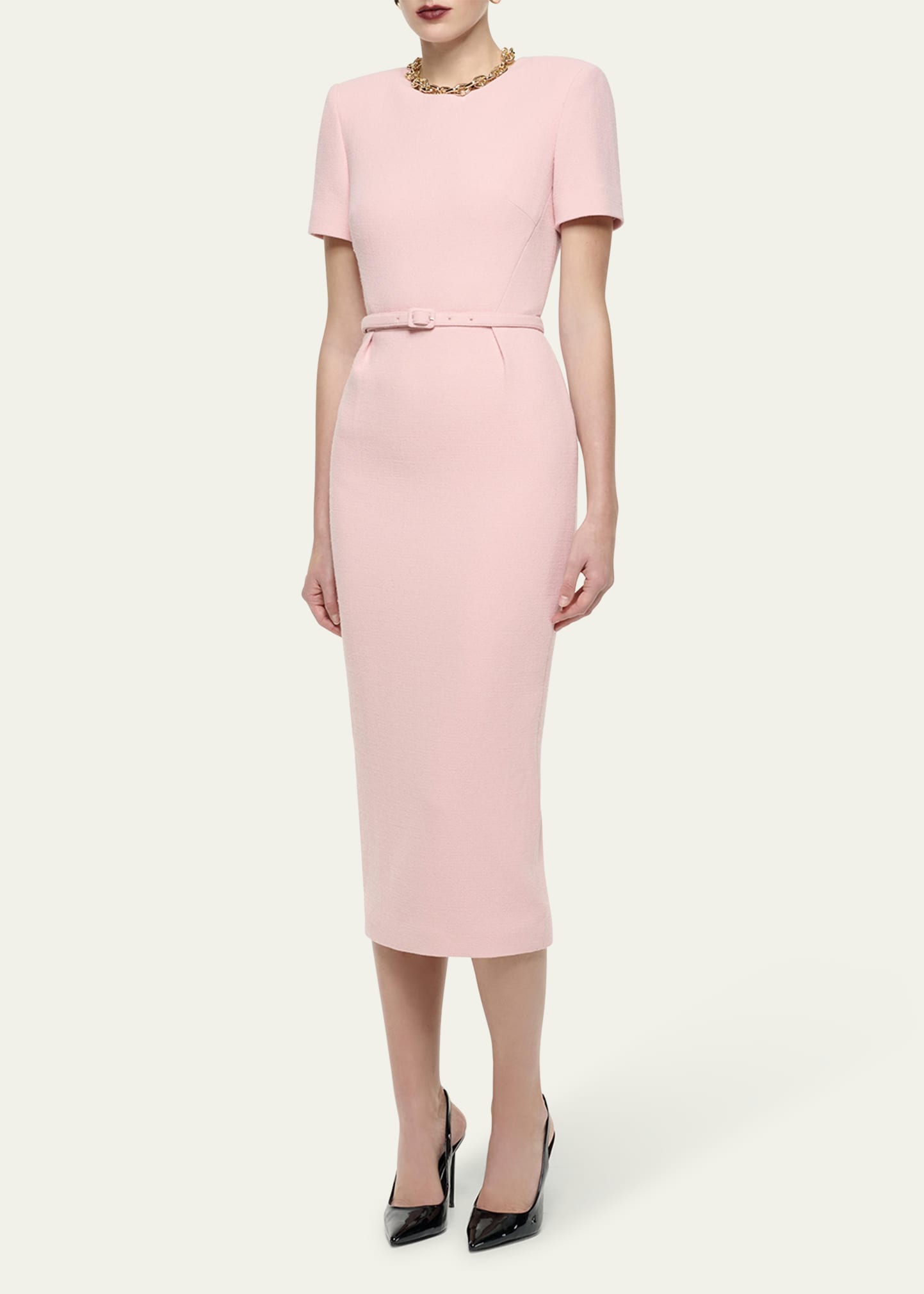 Roland Mouret Short Sleeve Wool Crepe Midi Dress - Bergdorf Goodman