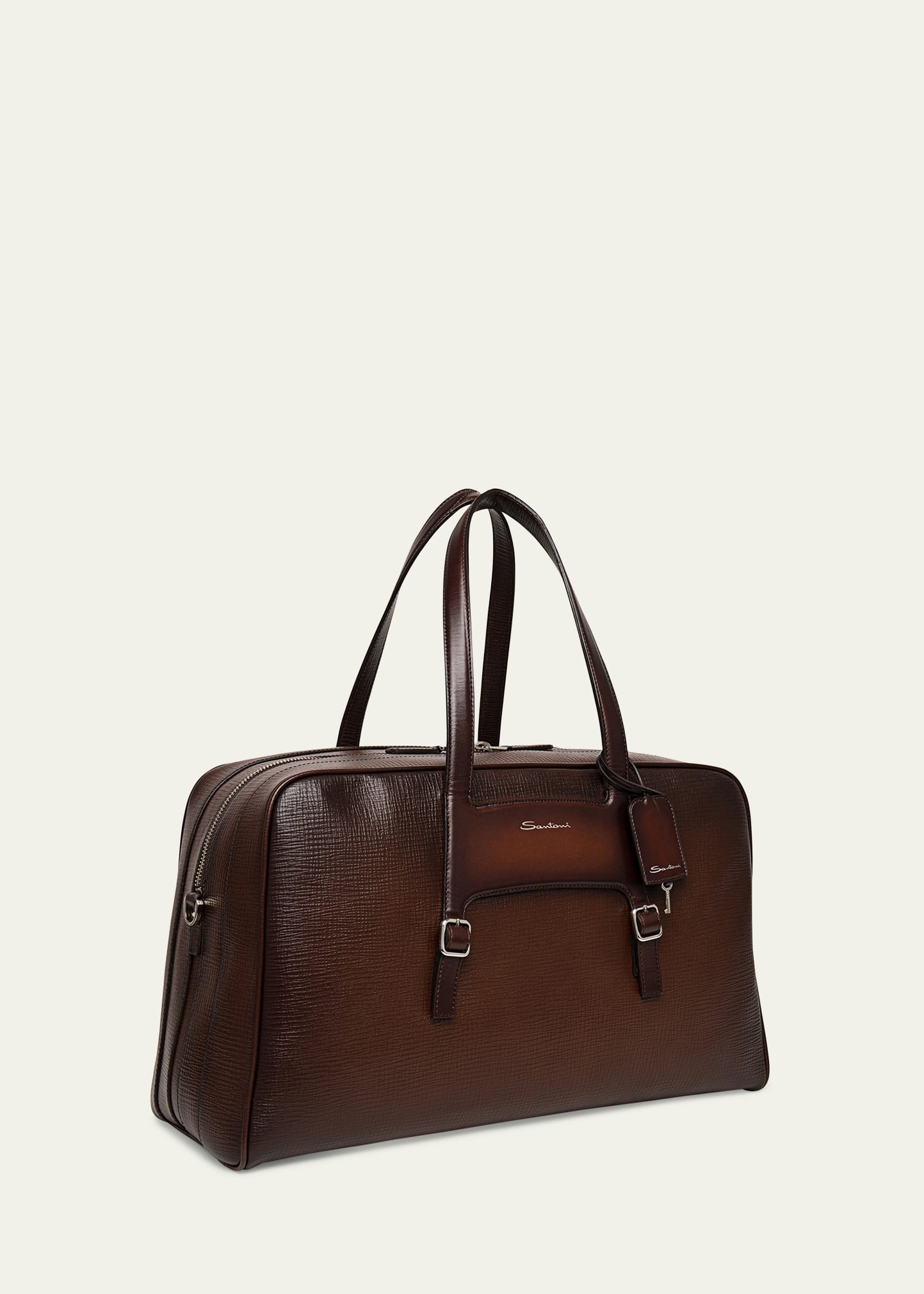 Santoni Men's Leather Weekender Duffel Bag - Bergdorf Goodman
