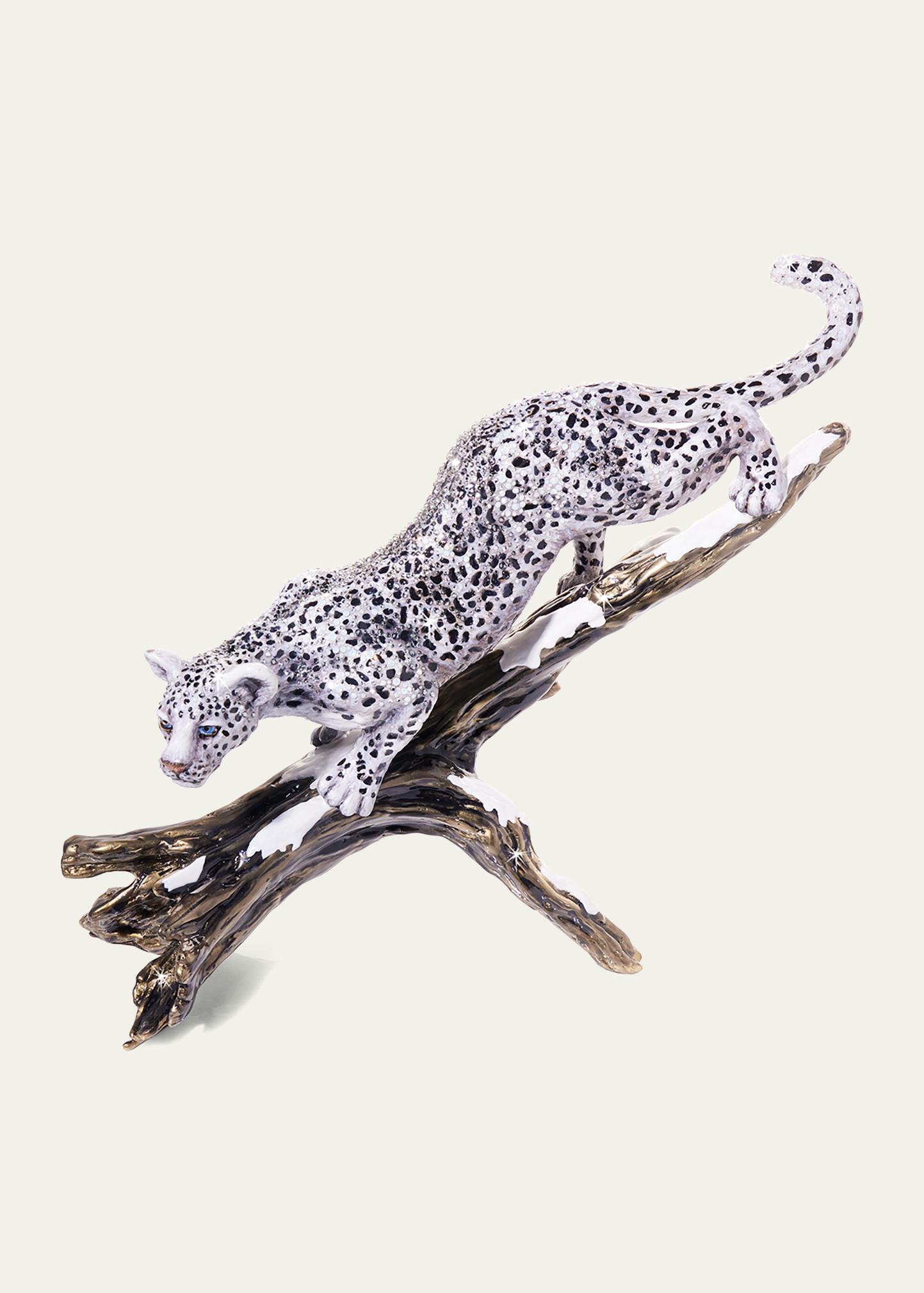 Jay Strongwater Snow Leopard Descending Branch Tabletop Object