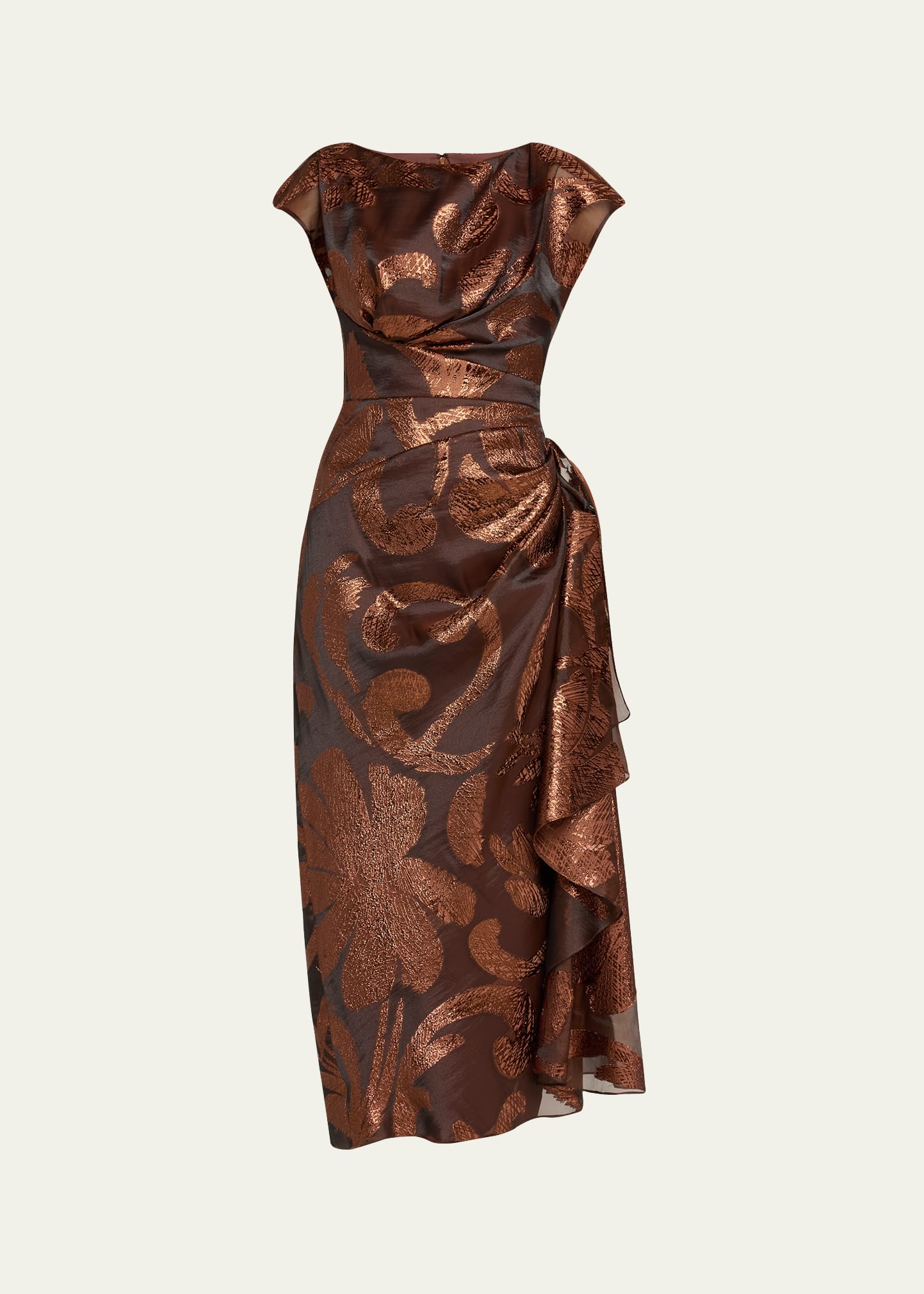 floret studios metallic dress Floret Studios Metallic Pliss Long Sleeve Mini Cocktail Dress In 44 Black  Copper Silver