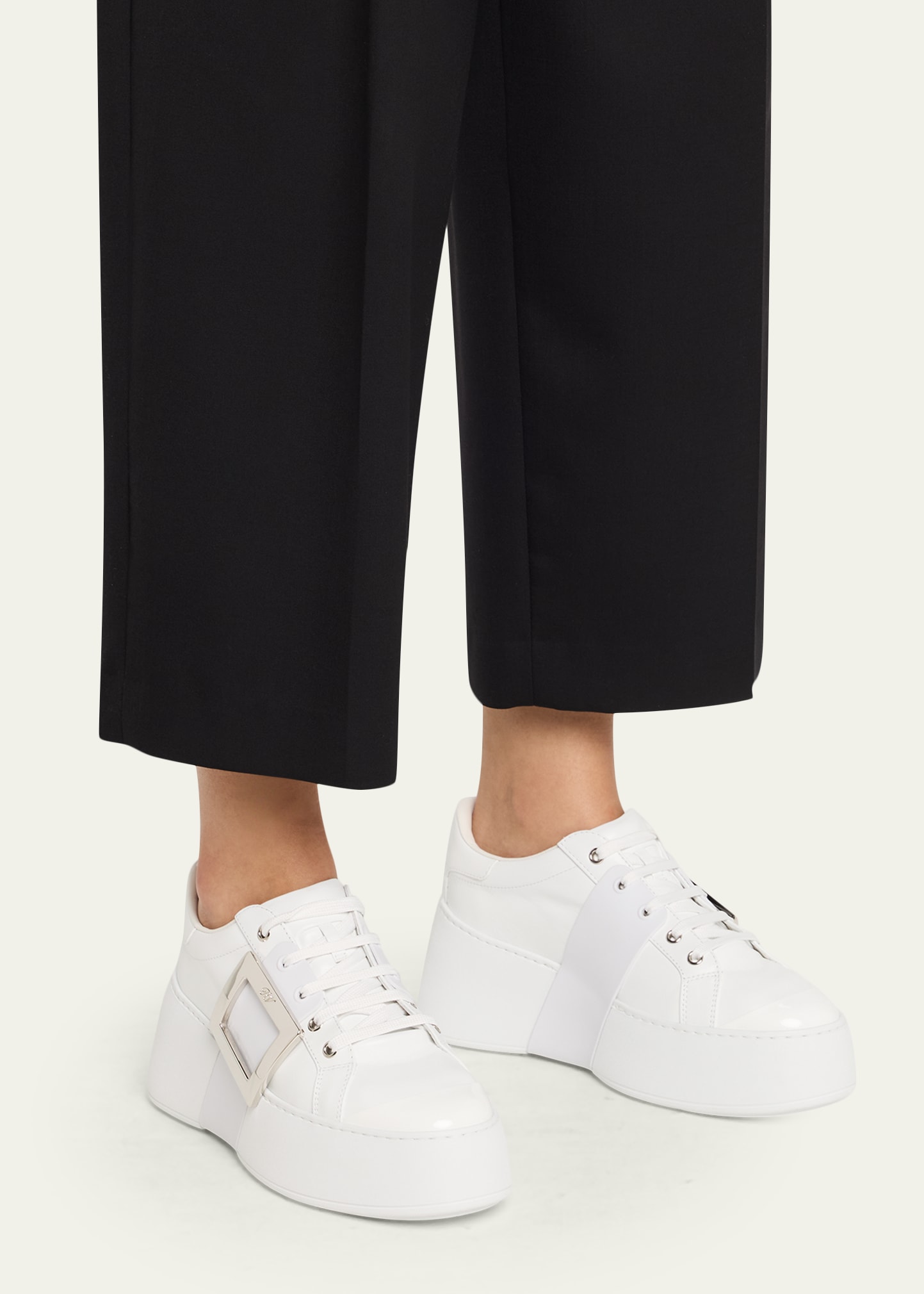 Roger Vivier Viv Skate Leather Buckle Sneakers - Bergdorf Goodman