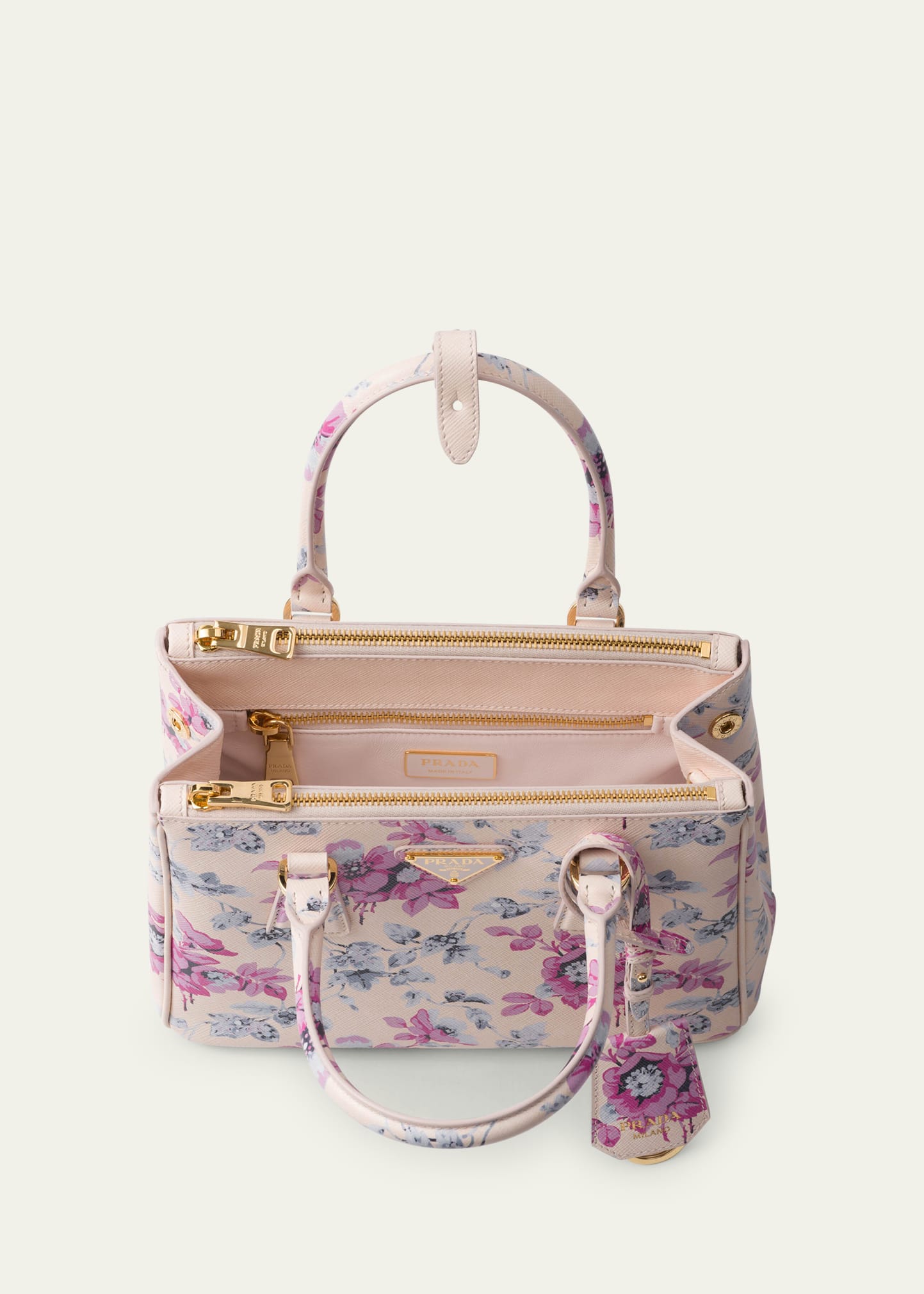Prada Galleria Flower-Print Leather Top-Hanlde Bag - Bergdorf Goodman