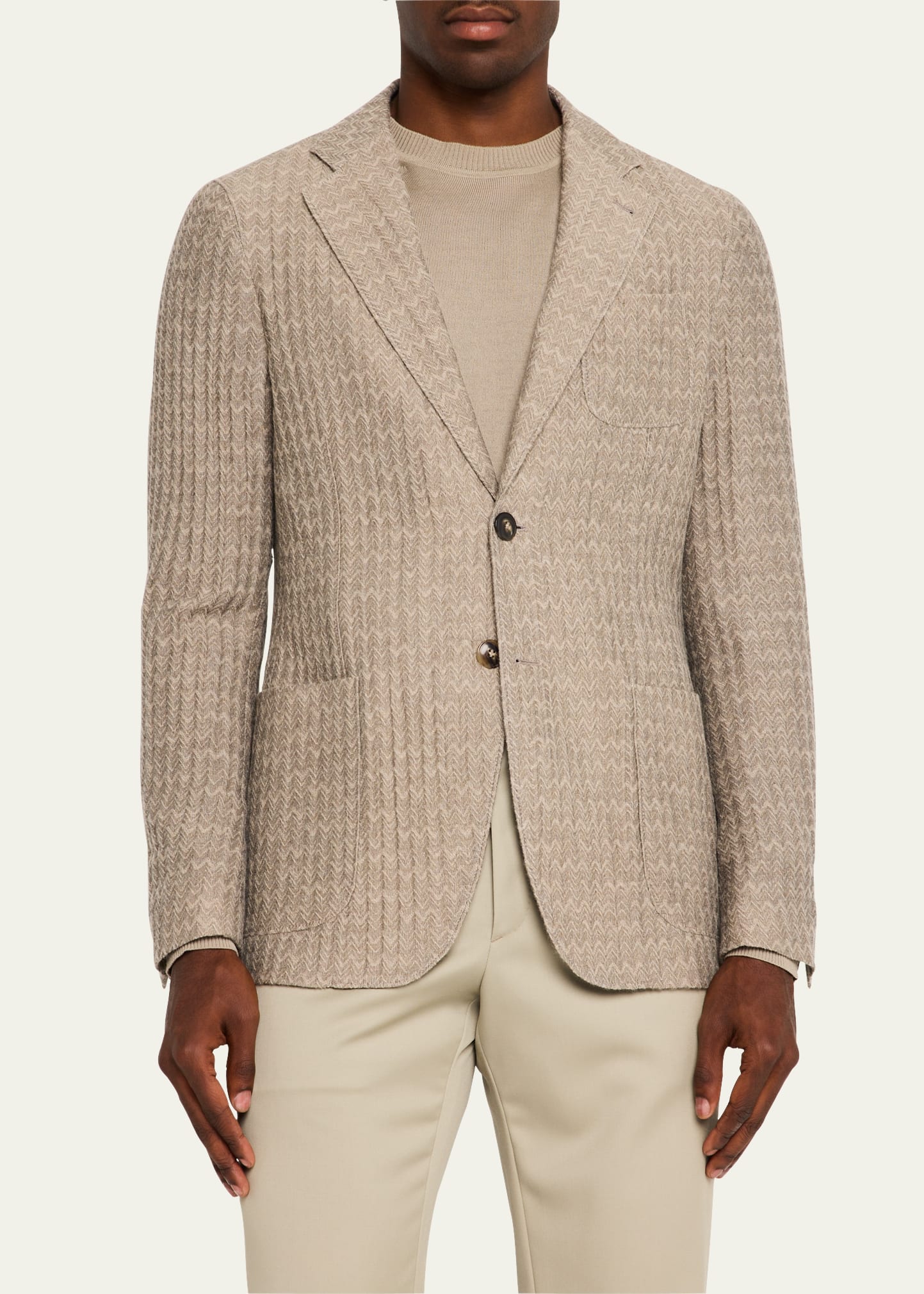 Giorgio Armani Men's Cashmere-Silk Deconstructed Chevron
