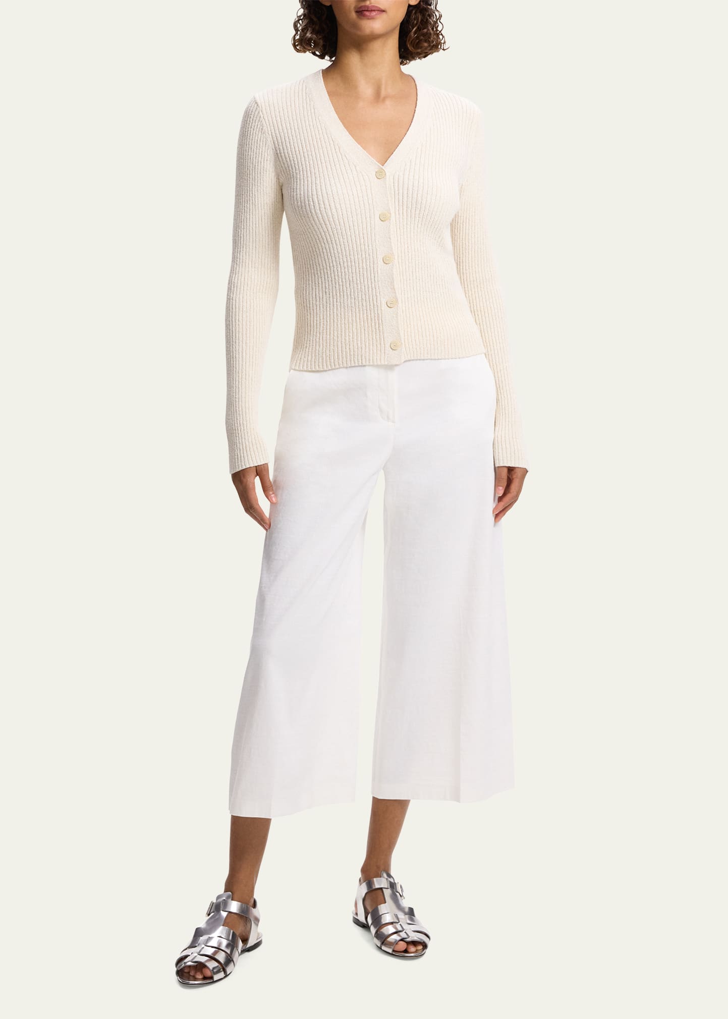 Theory Wooster Crepe Knit Fitted Cardi 白 Theory Wooster Crepe Knit Fitted Cardi 白