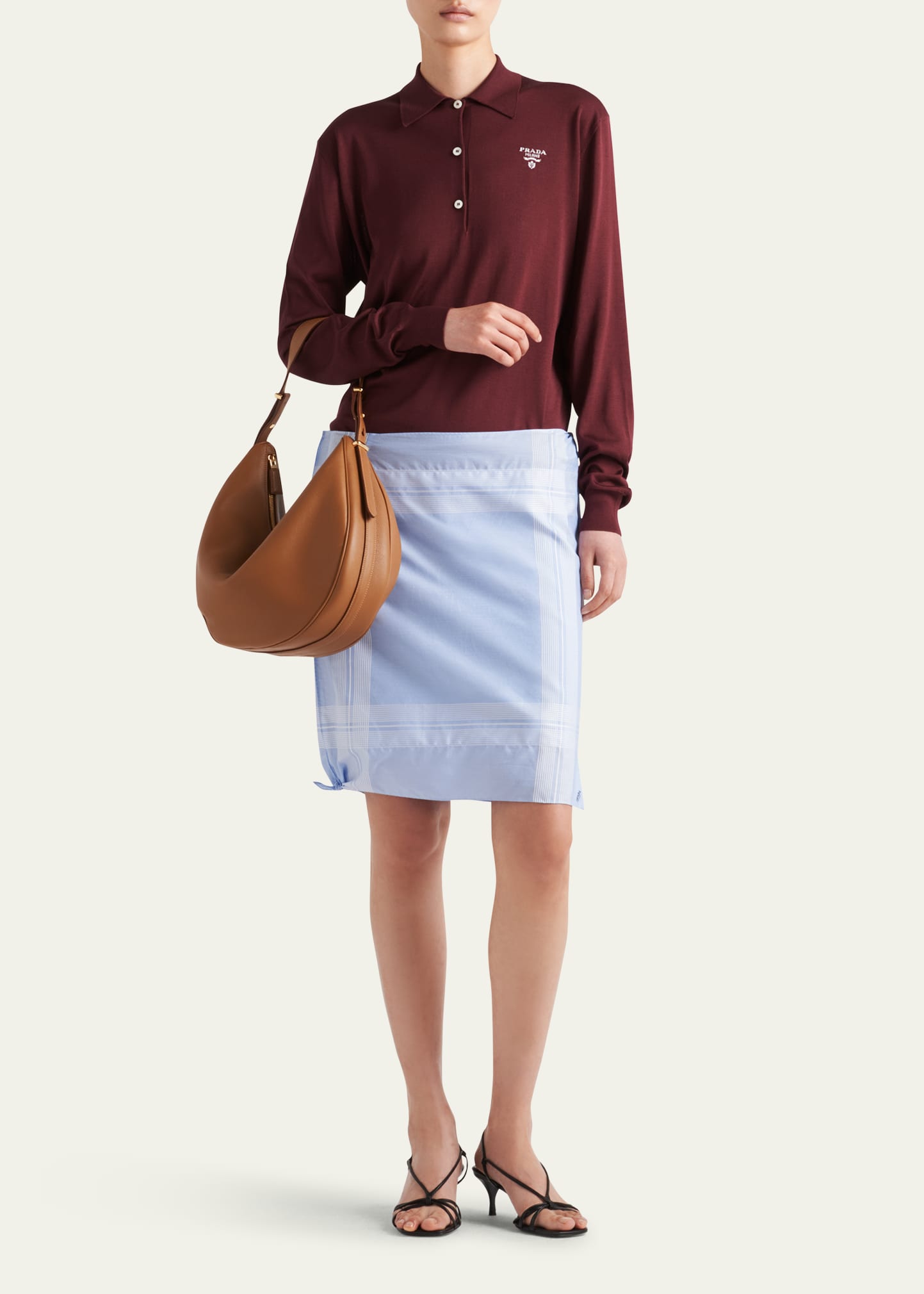 Prada Long Sleeve Silk Polo Shirt - Bergdorf Goodman