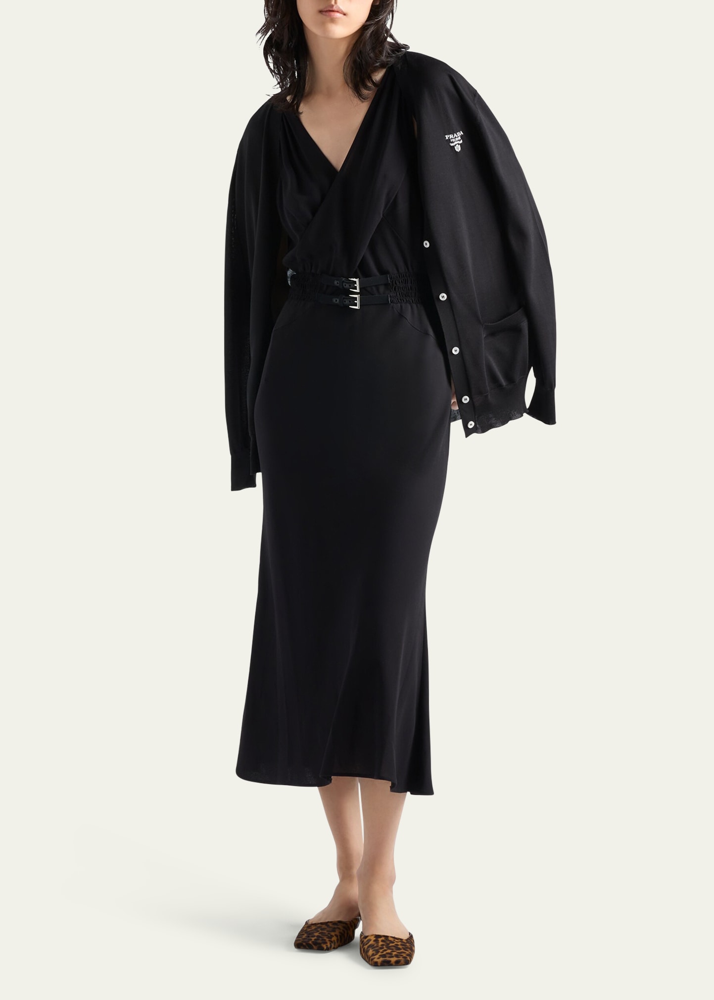 Prada Intarsia Logo Silk Knit Cardigan - Bergdorf Goodman