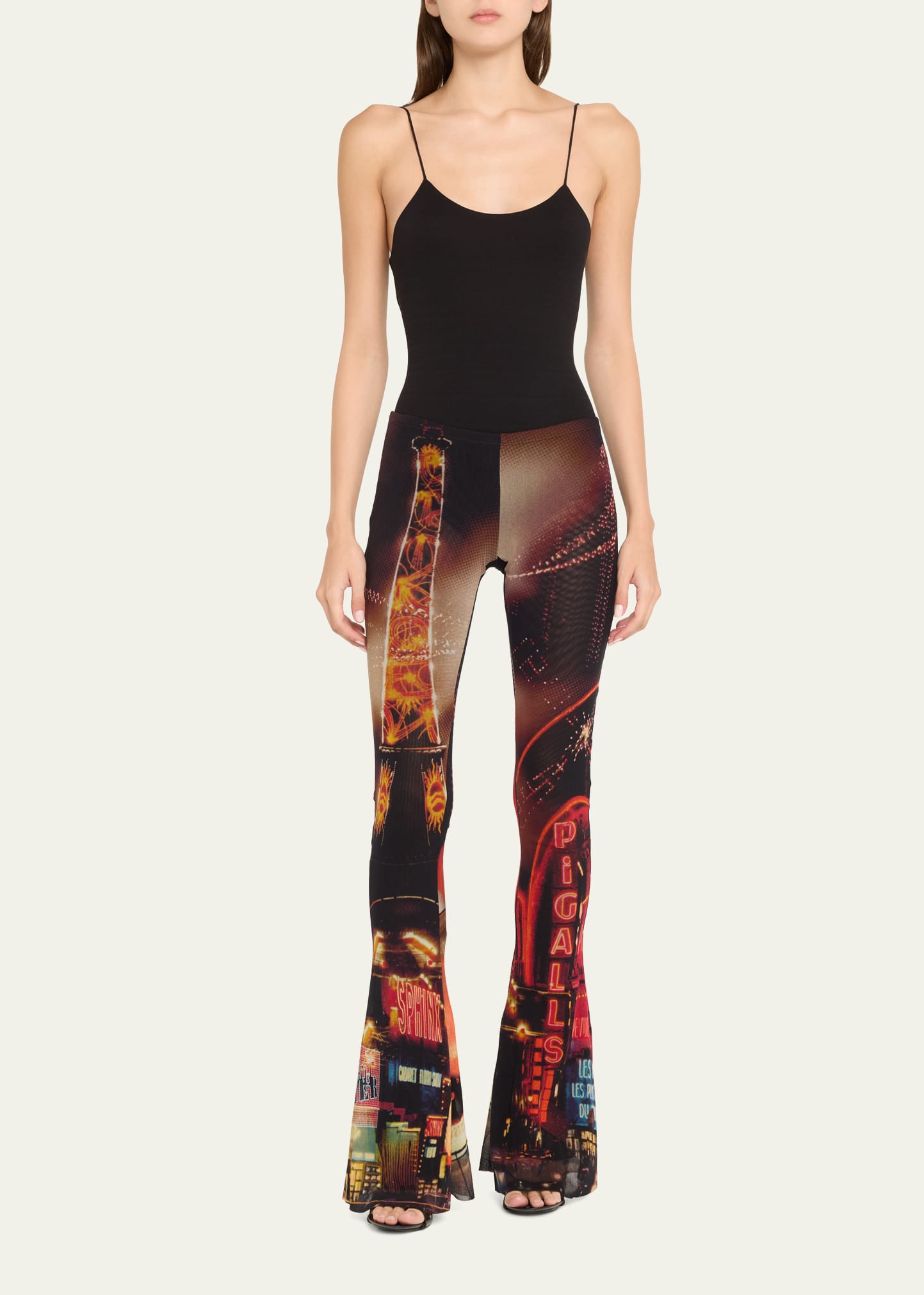 Jean Paul Gaultier Pigalle Printed Mesh Flare Trousers - Bergdorf