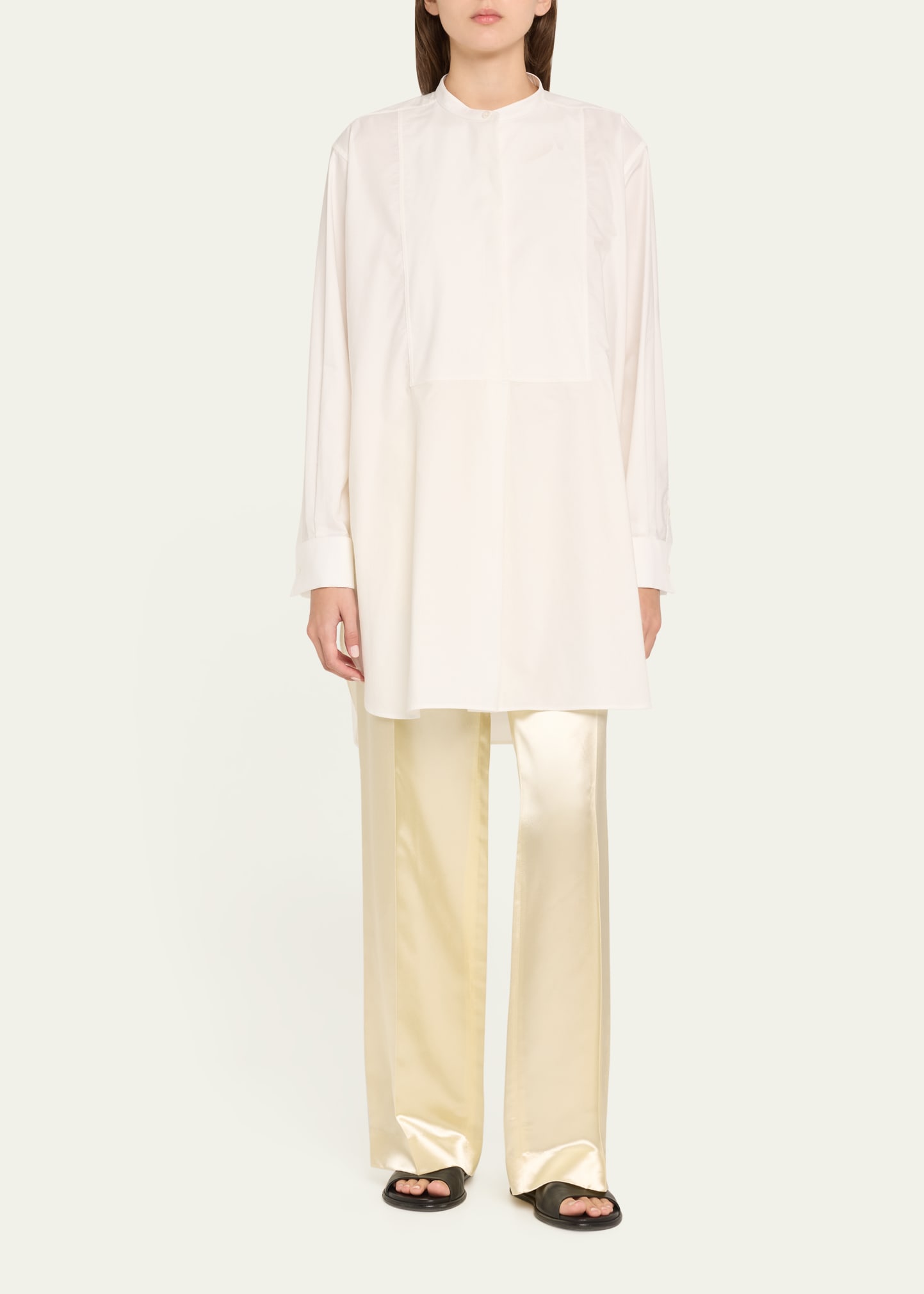 THE ROW Encore Mid-Rise Satin Straight-Leg Pants - Bergdorf