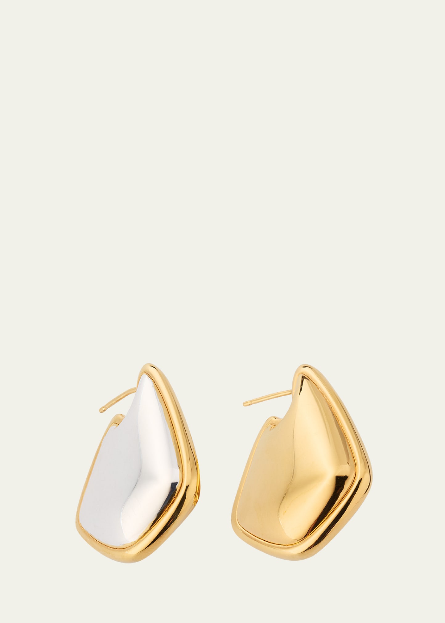 BOTTEGA VENETA☆ Fin Small 18K Gold Sterling Silver Earrings Fin Small 18kt gold-plated sterling silver earrings in green