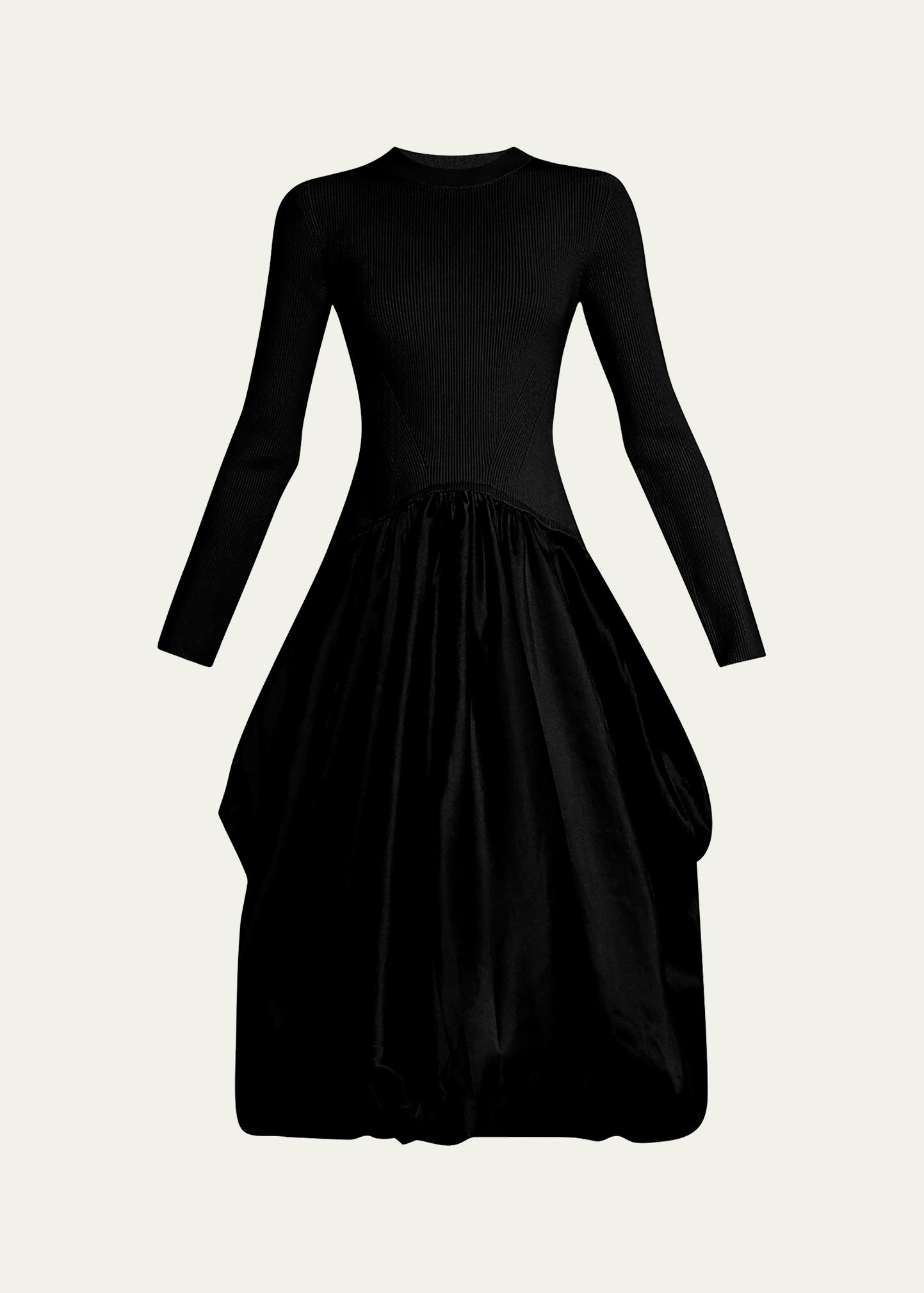 SIMKHAI Kenlie Mixed Media Bubble Midi Dress - Bergdorf Goodman