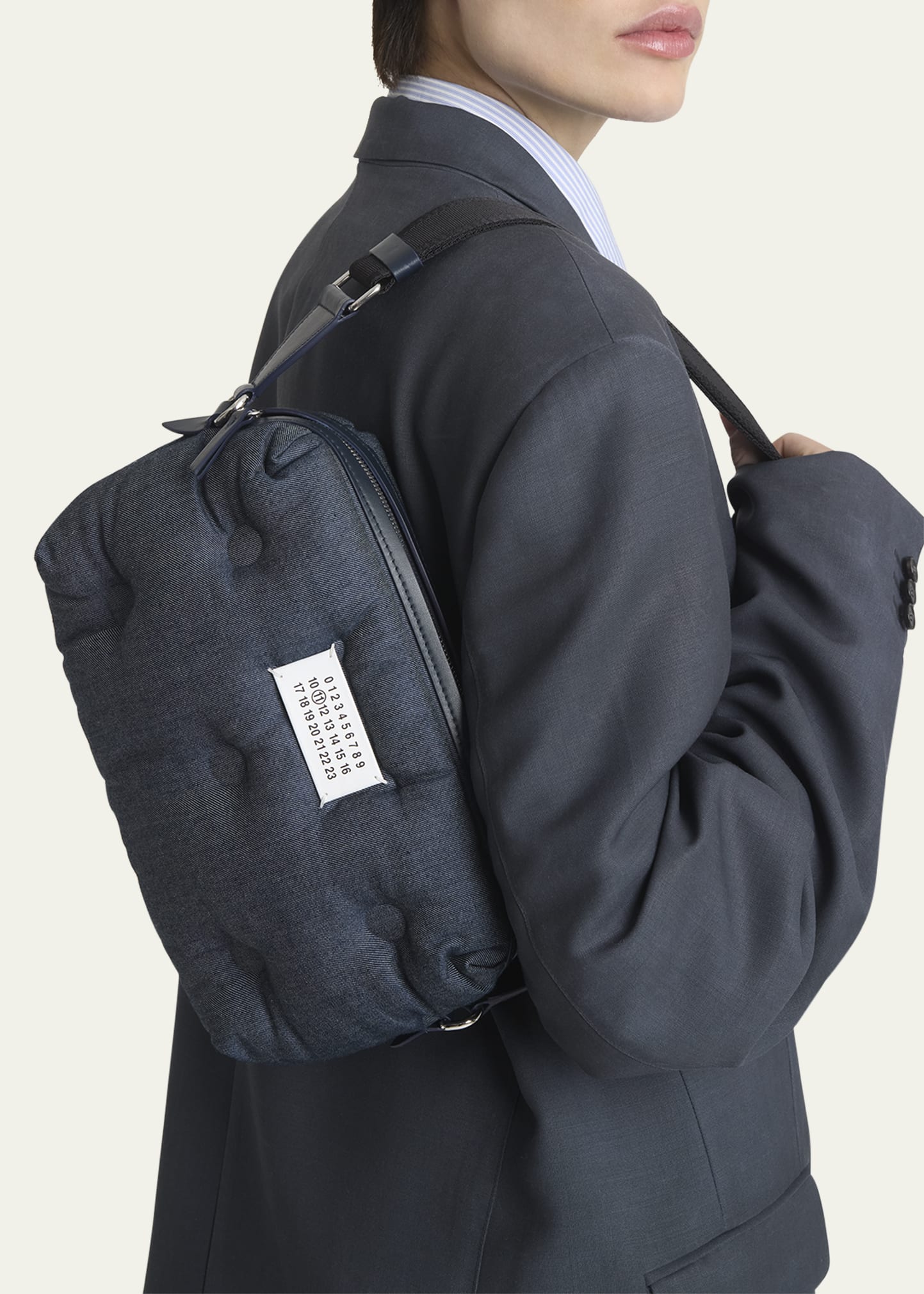 Maison Margiela Glam Slam Quilted Denim Camera Crossbody Bag