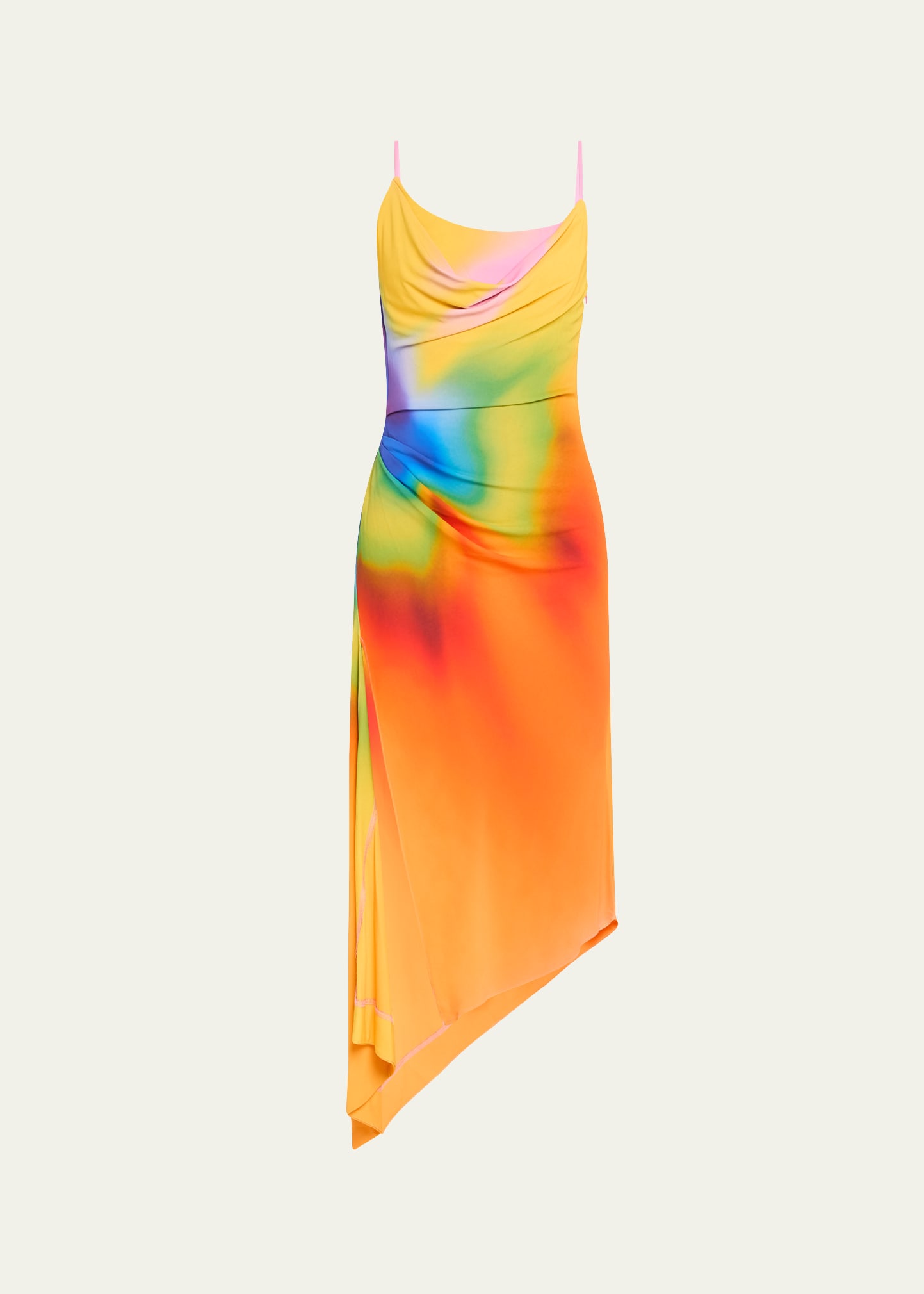 Monse Draped Rainbow Orchid Asymmetric Slip Dress - Bergdorf Goodman