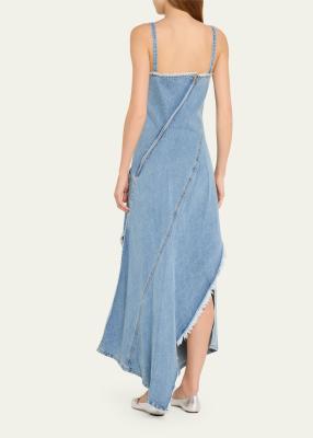 Monse Twisted Denim Raw Trim Asymmetric Dress - Bergdorf Goodman