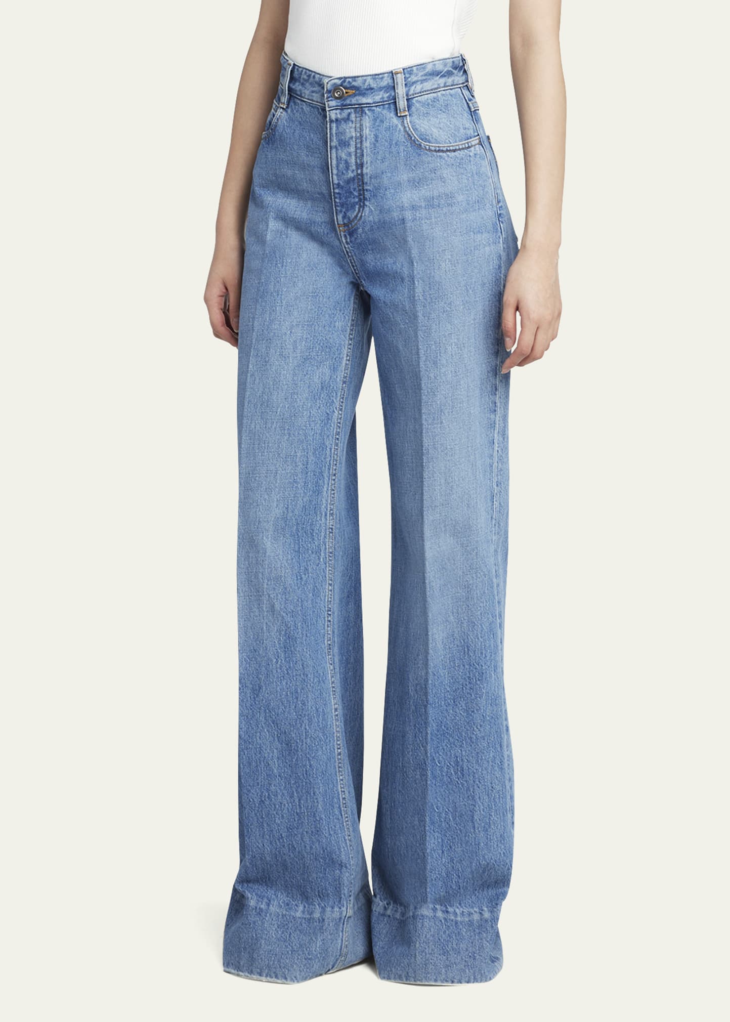 Bottega Veneta Wide Leg Denim Trousers - Bergdorf Goodman