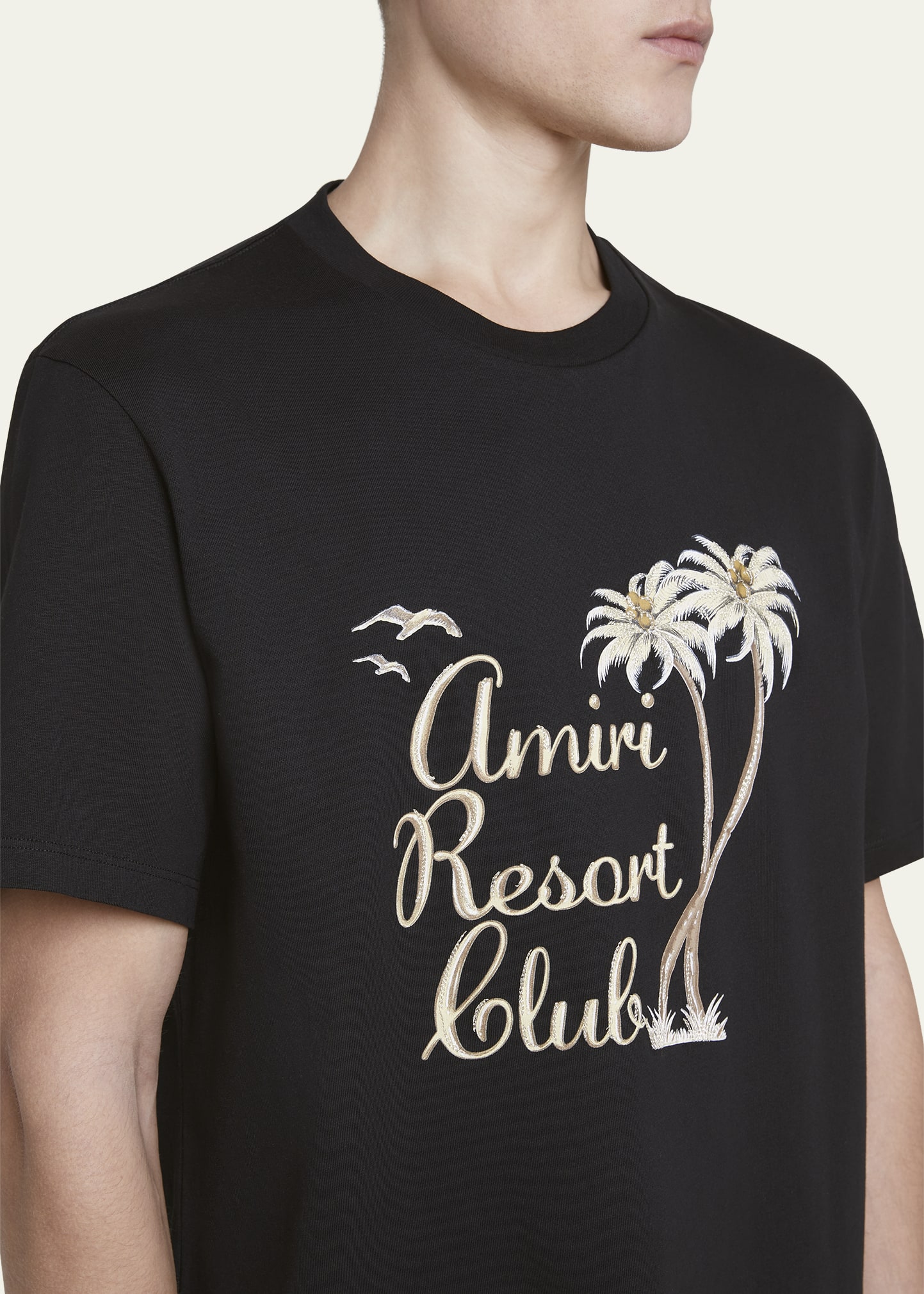 【送料関税込AMIRI Resort Club T-Shirt AMIRI Black Resort Club Embroidered T-Shirt Amiri