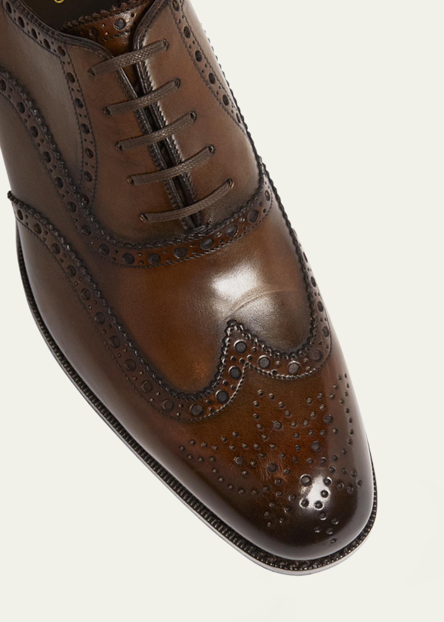 Tom Ford Dark Brown Wingtip Brogue Dress Shoes | 10.5 Mens Leather Wingtip Dress Oxfords Brown Rockport Shoes  main image 4