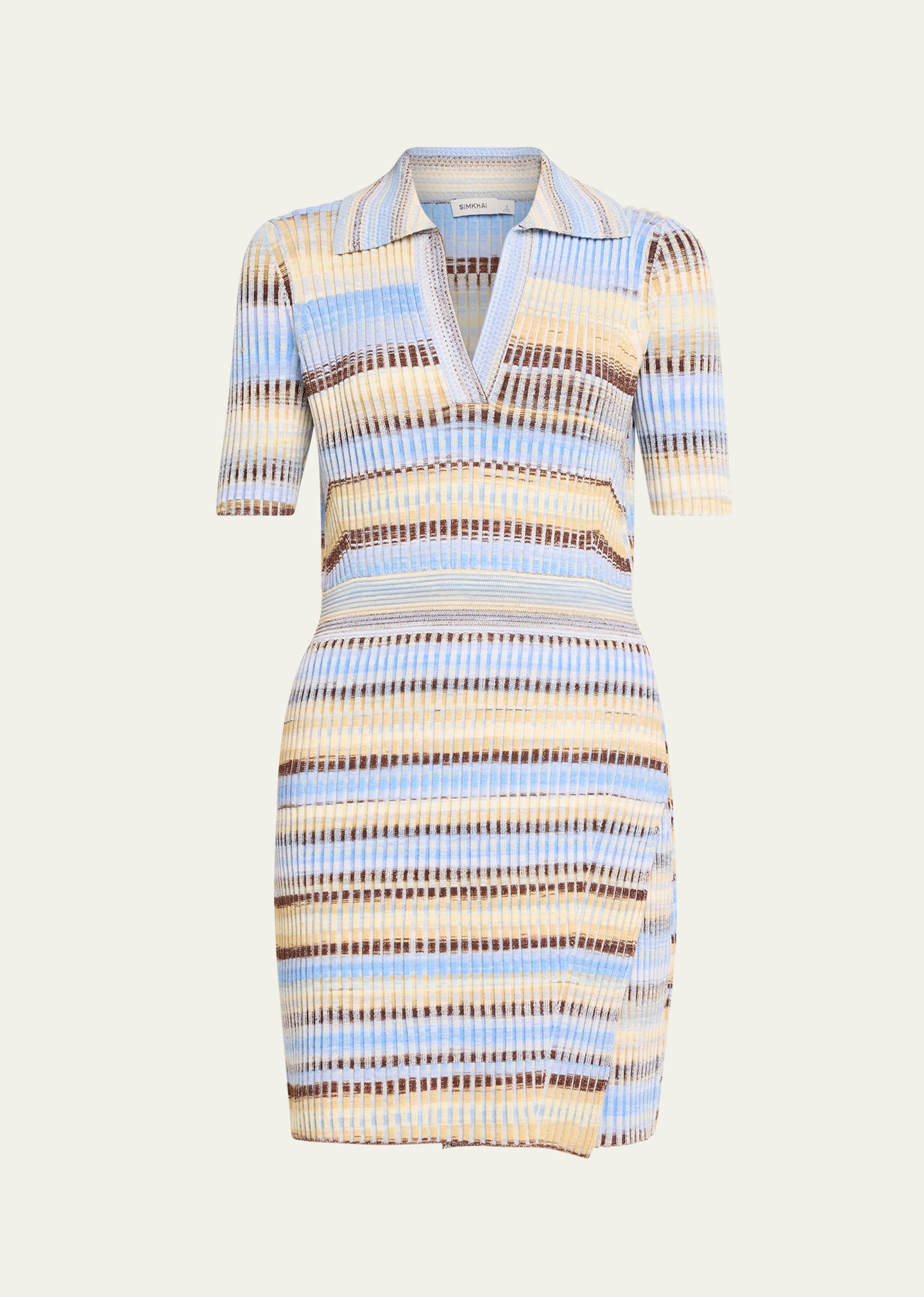 SIMKHAI Solana Stripe Knit Polo Mini Dress - Bergdorf Goodman