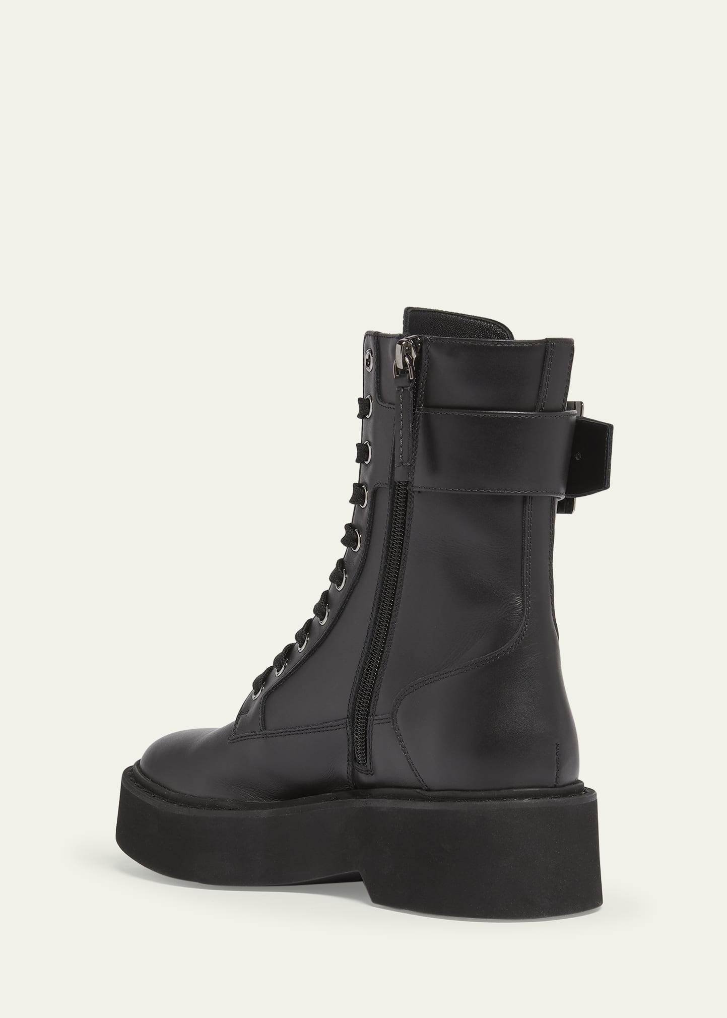 Roger Vivier Viv Rangers Leather Buckle Combat Boots
