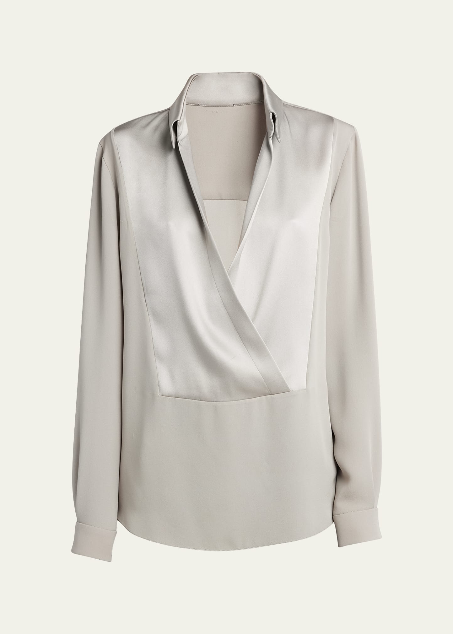 GIORGIOARMANI シルクトップス Giorgio Armani Silk Georgette Wrap Blouse - Bergdorf Goodman