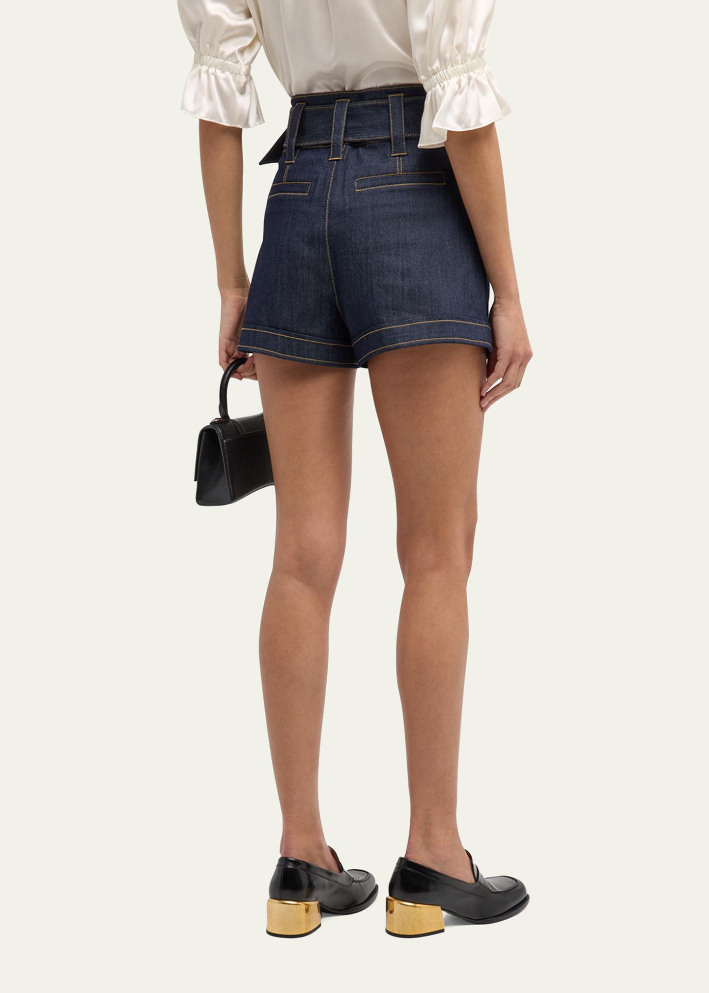 Cinq a Sept Aldi Belted Denim Shorts - Bergdorf Goodman