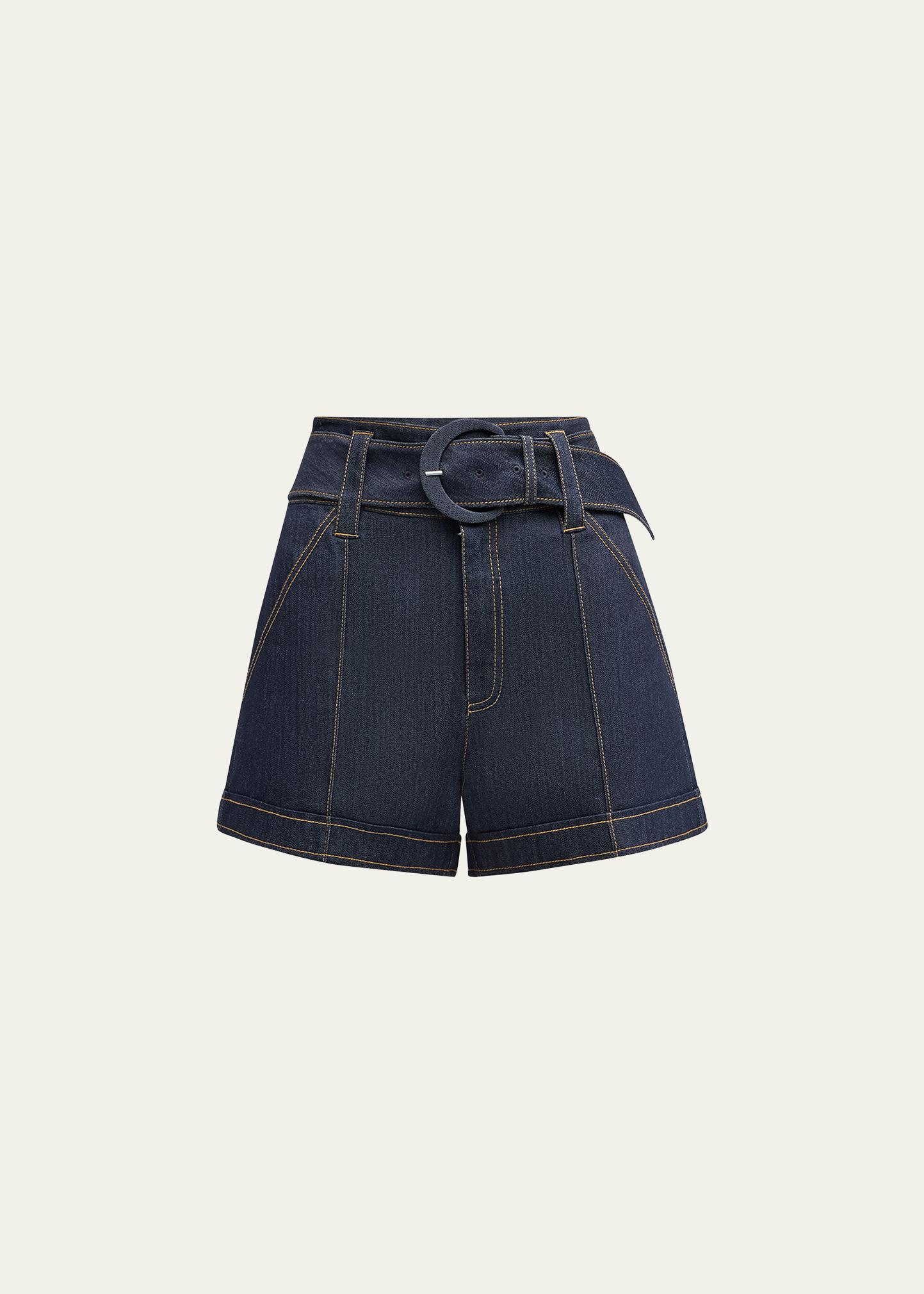 Cinq a Sept Aldi Belted Denim Shorts - Bergdorf Goodman