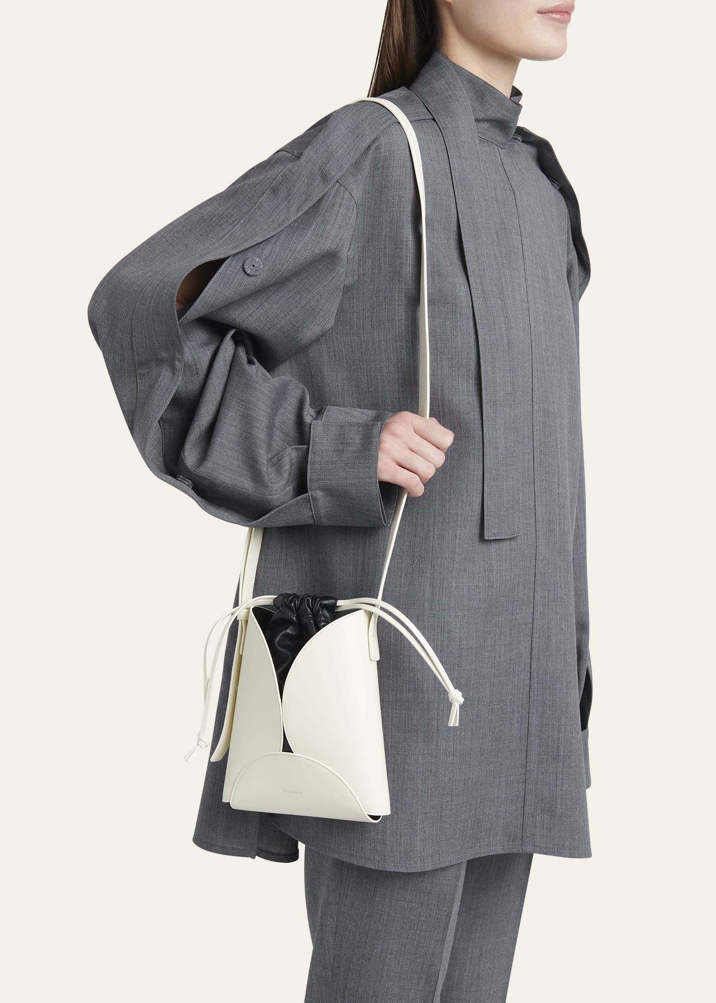 Jil Sander Ellipse Drawstring Calfskin Crossbody Bag - Bergdorf