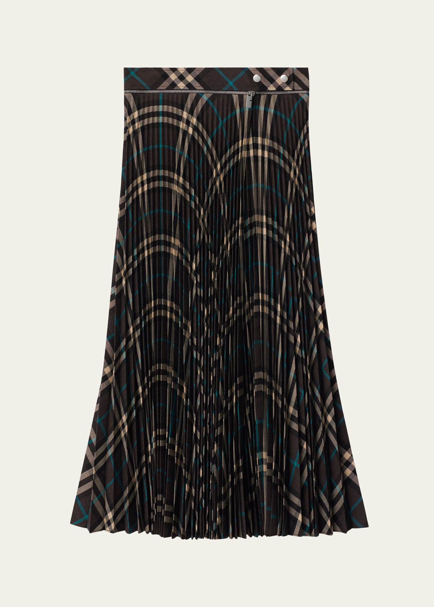 Burberry Pleated Check Midi Skirt with Slit Bergdorf Goodman