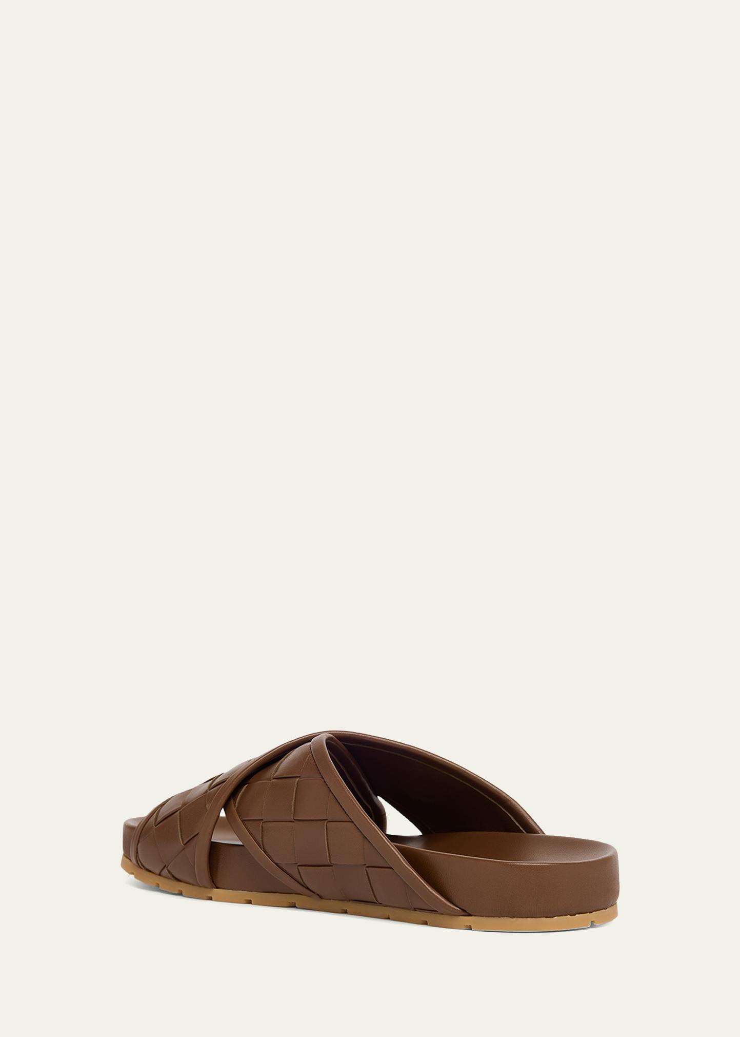 Bottega Veneta Men's Tarik Intrecciato Leather Crisscross Sandals