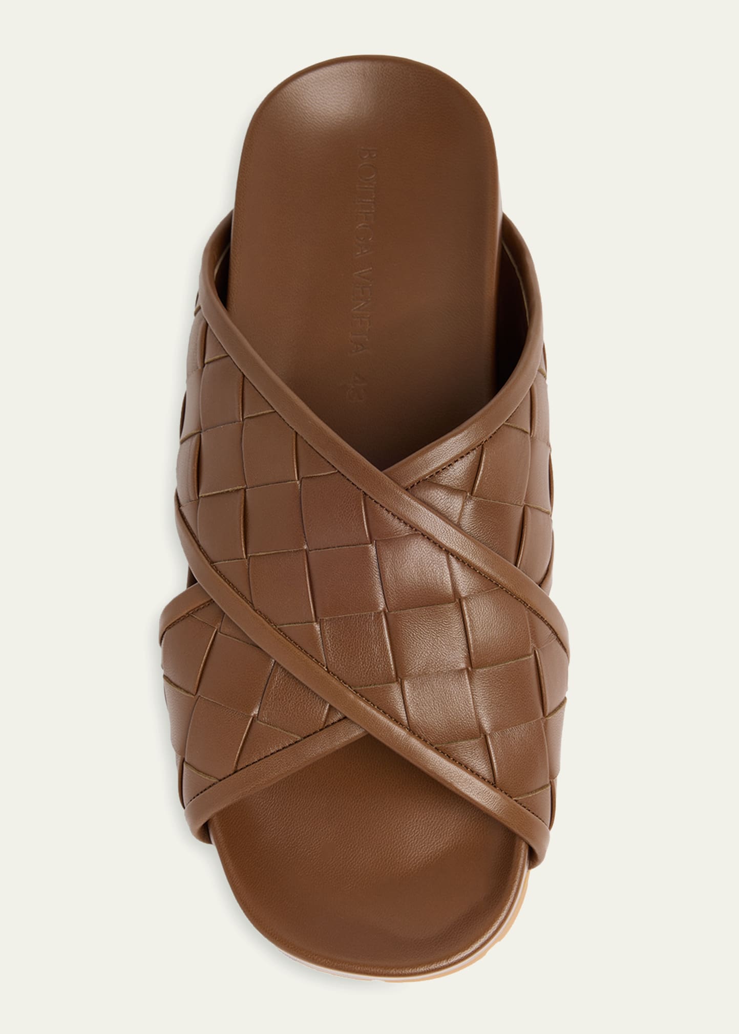 Bottega Veneta Men's Tarik Intrecciato Leather Crisscross Sandals