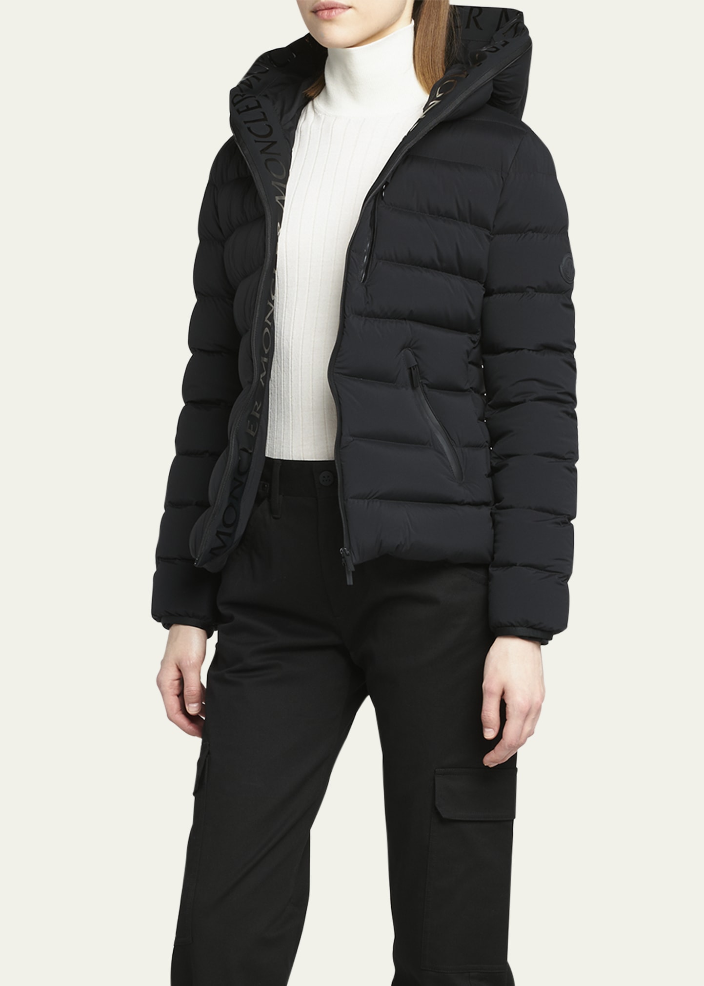 MONCLER☆HERBE GIUBBOTT☆ Moncler Herbe Stretch Nylon Hooded Puffer Jacket | Neiman Marcus