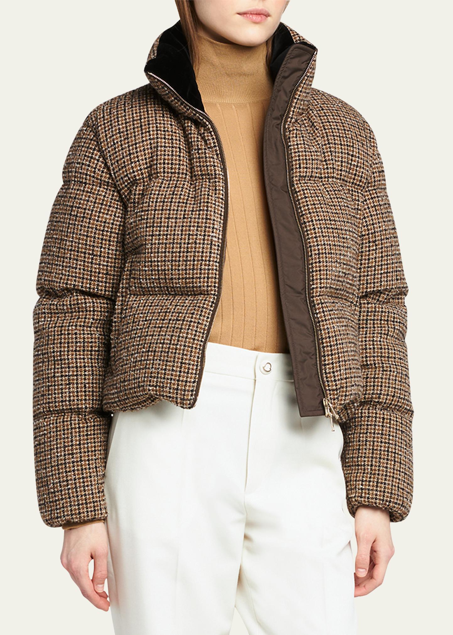 5883【QR鑑定済美品】モンクレール‪☆ボアダウン BOURDON Moncler Seboune Check Boucle Puffer Jacket - Bergdorf Goodman