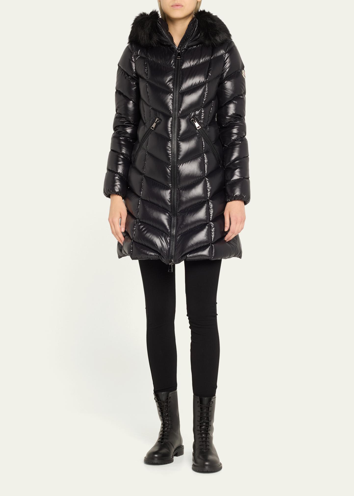 Moncler Fulmarus Faux Fur-Trimmed Hooded Long Down Jacket 