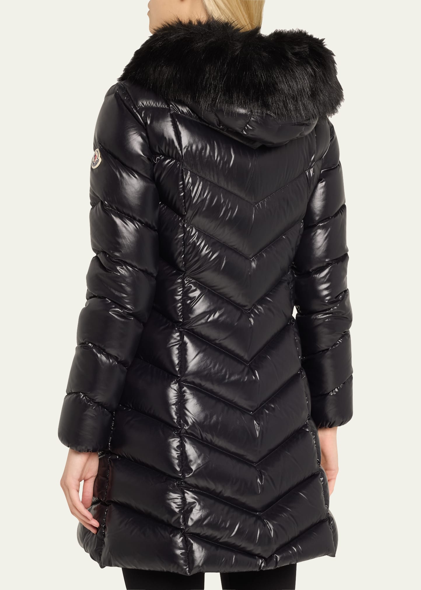 Moncler Fulmarus Faux Fur-Trimmed Hooded Long Down Jacket