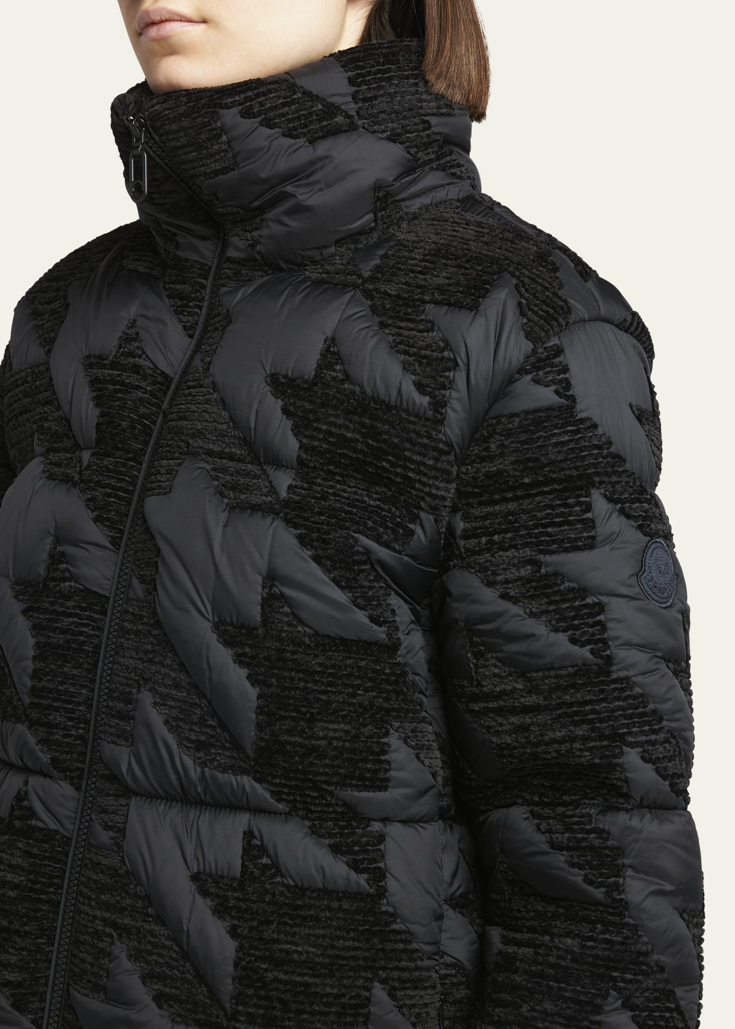Moncler Evandra Embroidered Houndstooth Puffer Jacket - Bergdorf