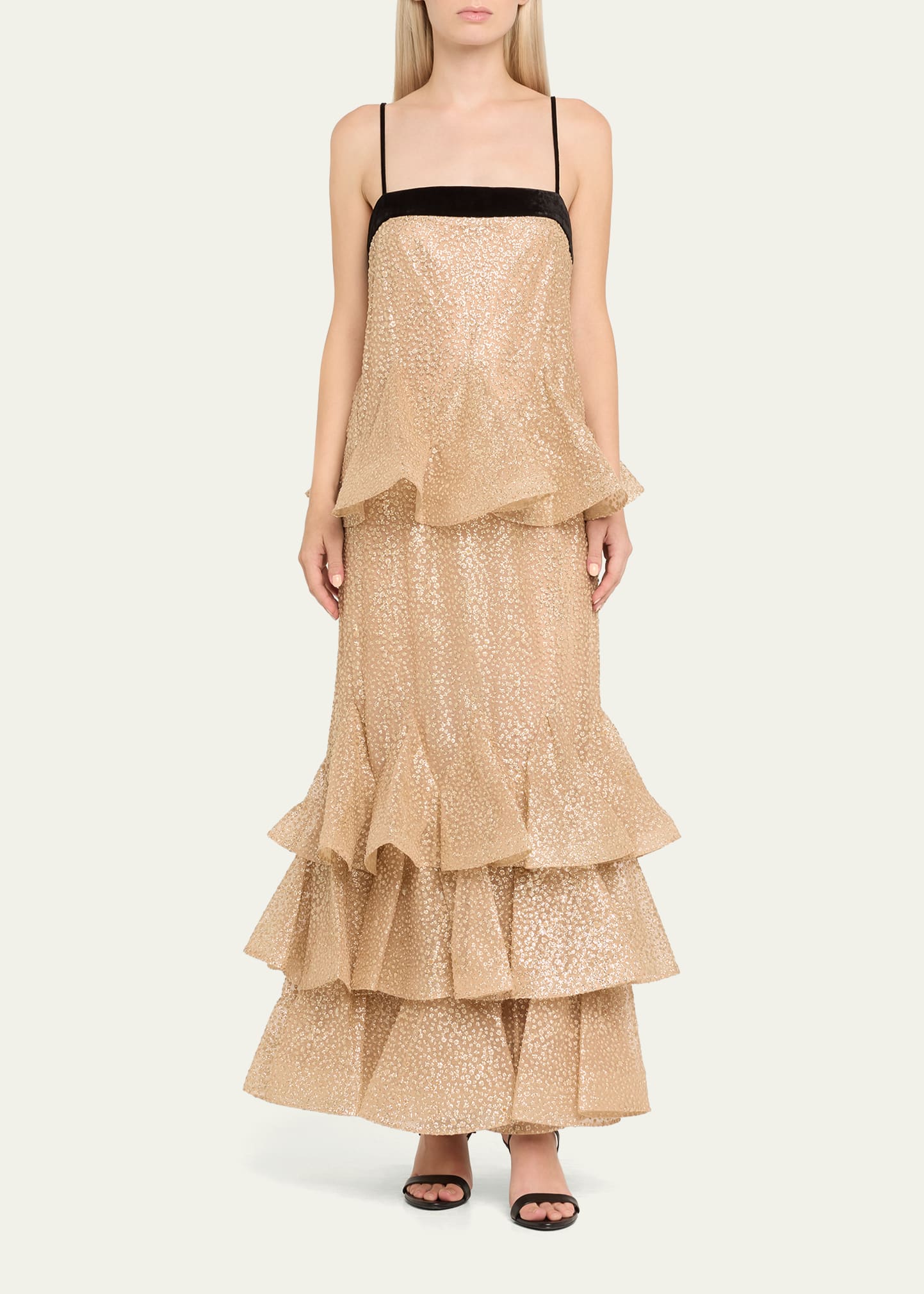 【Zimmermann】PAVILION GLITTER FLUTTER SLIP グリッターマキシ Zimmermann Pavilion Glitter Flutter Slip Dress - Bergdorf