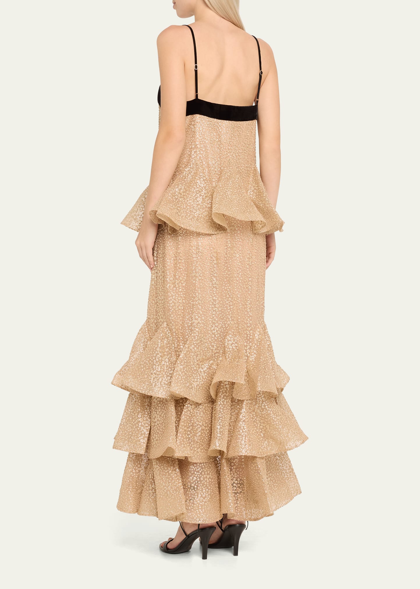 green emerald velvet dress Zimmermann Pavilion Glitter Flutter Slip Dress main image 1
