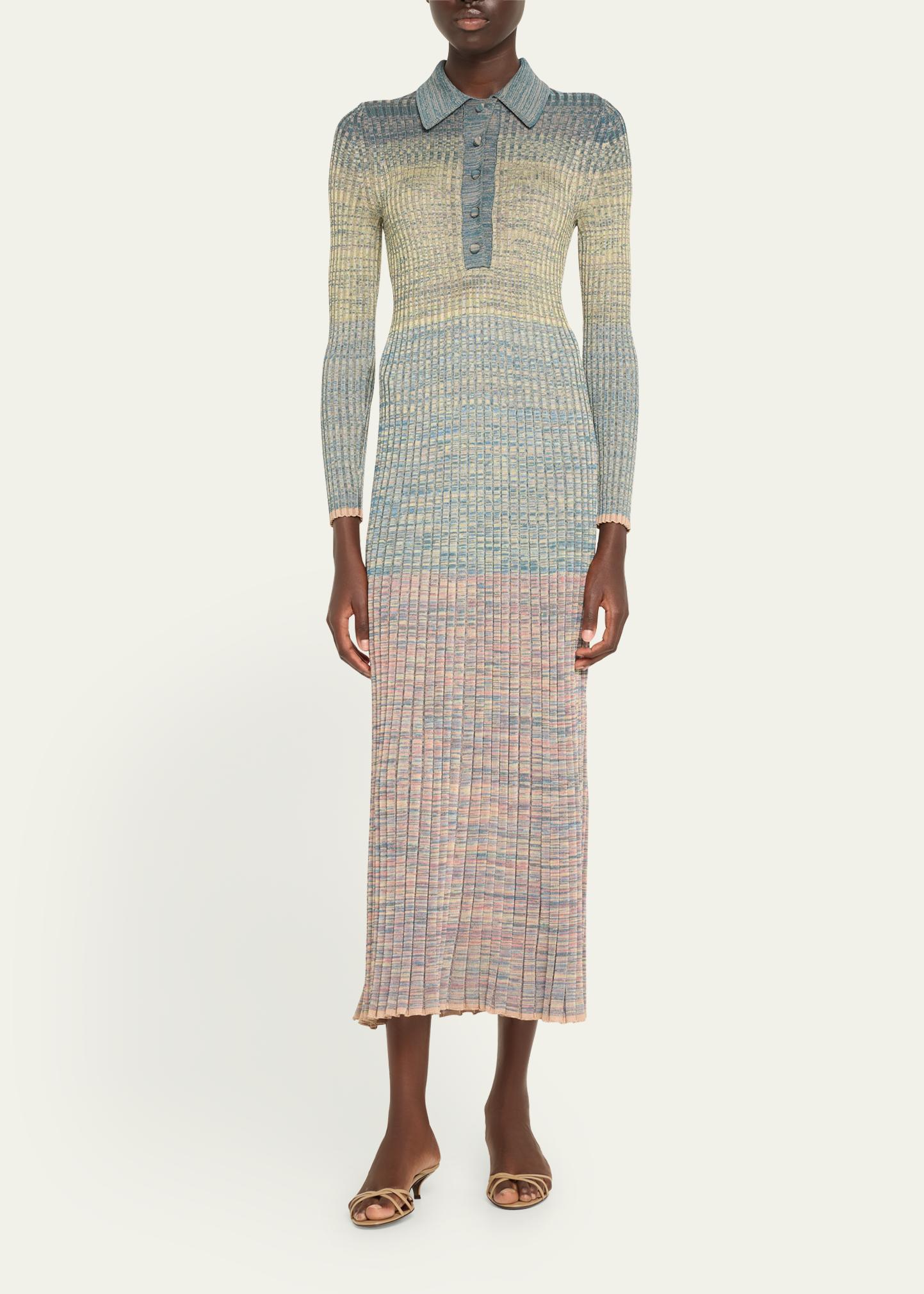 Zimmermann Mouline Rib Long-Sleeve Midi Polo Dress - Bergdorf Goodman