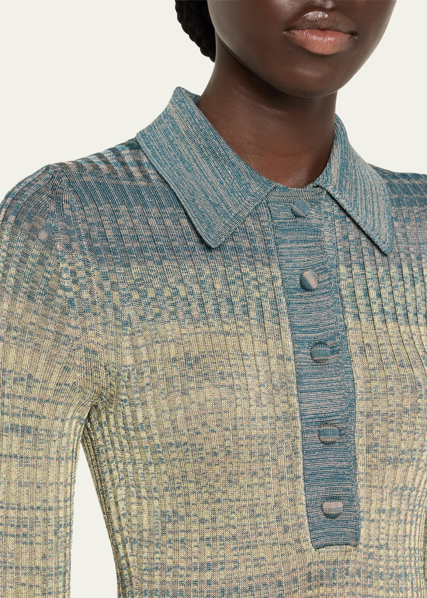 Zimmermann Mouline Rib Long-Sleeve Midi Polo Dress - Bergdorf Goodman