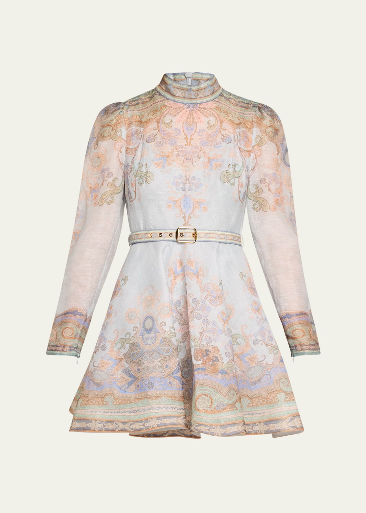 Zimmermann Eden Paisley-Print Long-Sleeve Belted Mini Dress - Bergdorf  Goodman