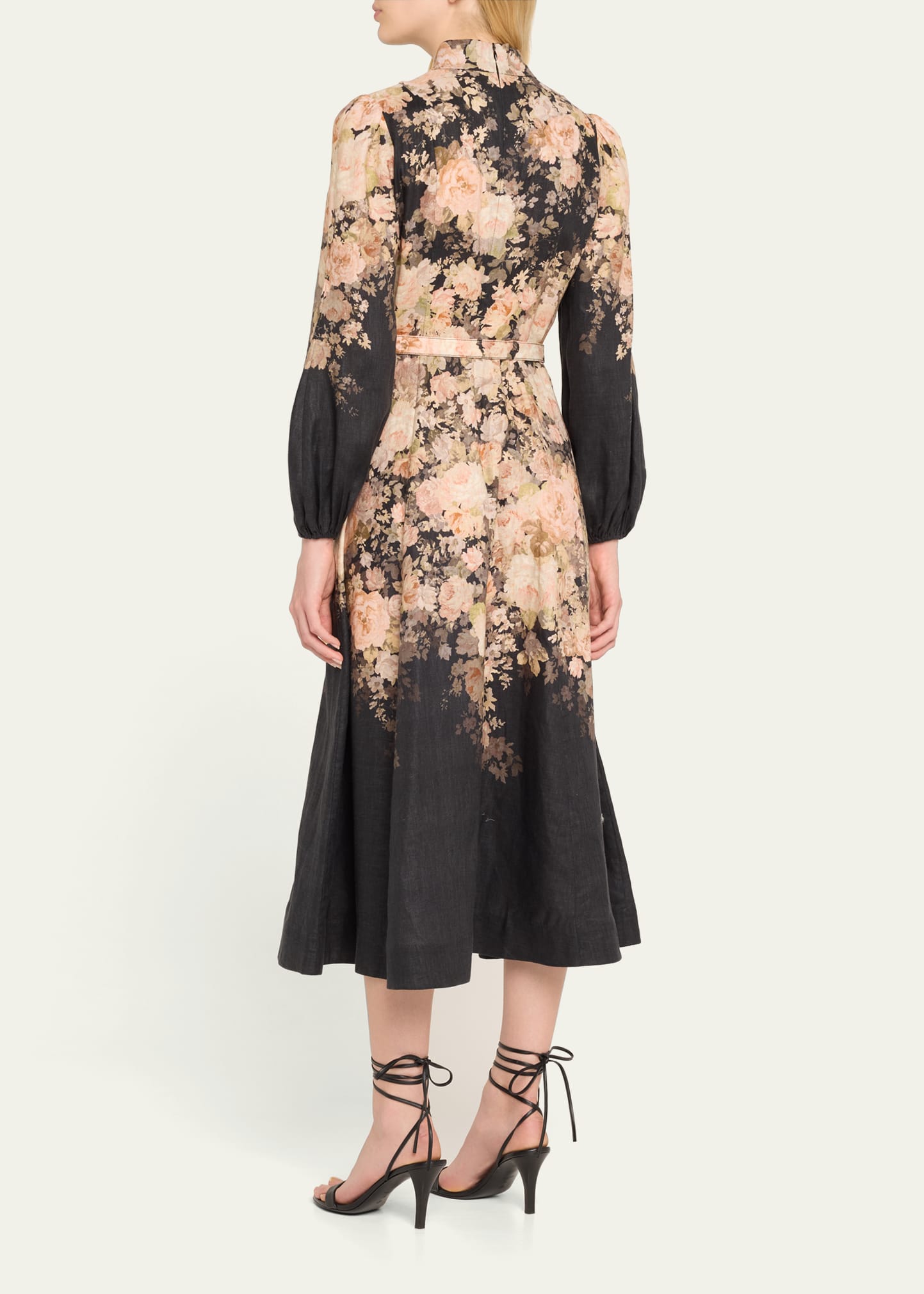 zimmermann belted floral print linen midi dress ZIMMERMANN Daylight belted printed linen midi dress