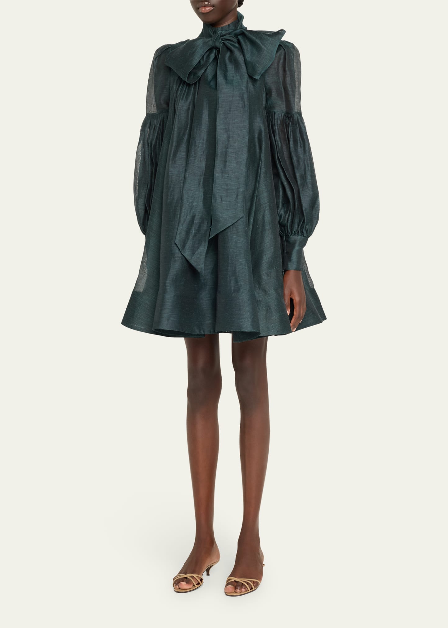 【Zimmermann】PAVILION TIE NECK MINI DRESS タイネック ミニ Zimmermann Pavilion Tie-Neck Mini Dress - Bergdorf Goodman