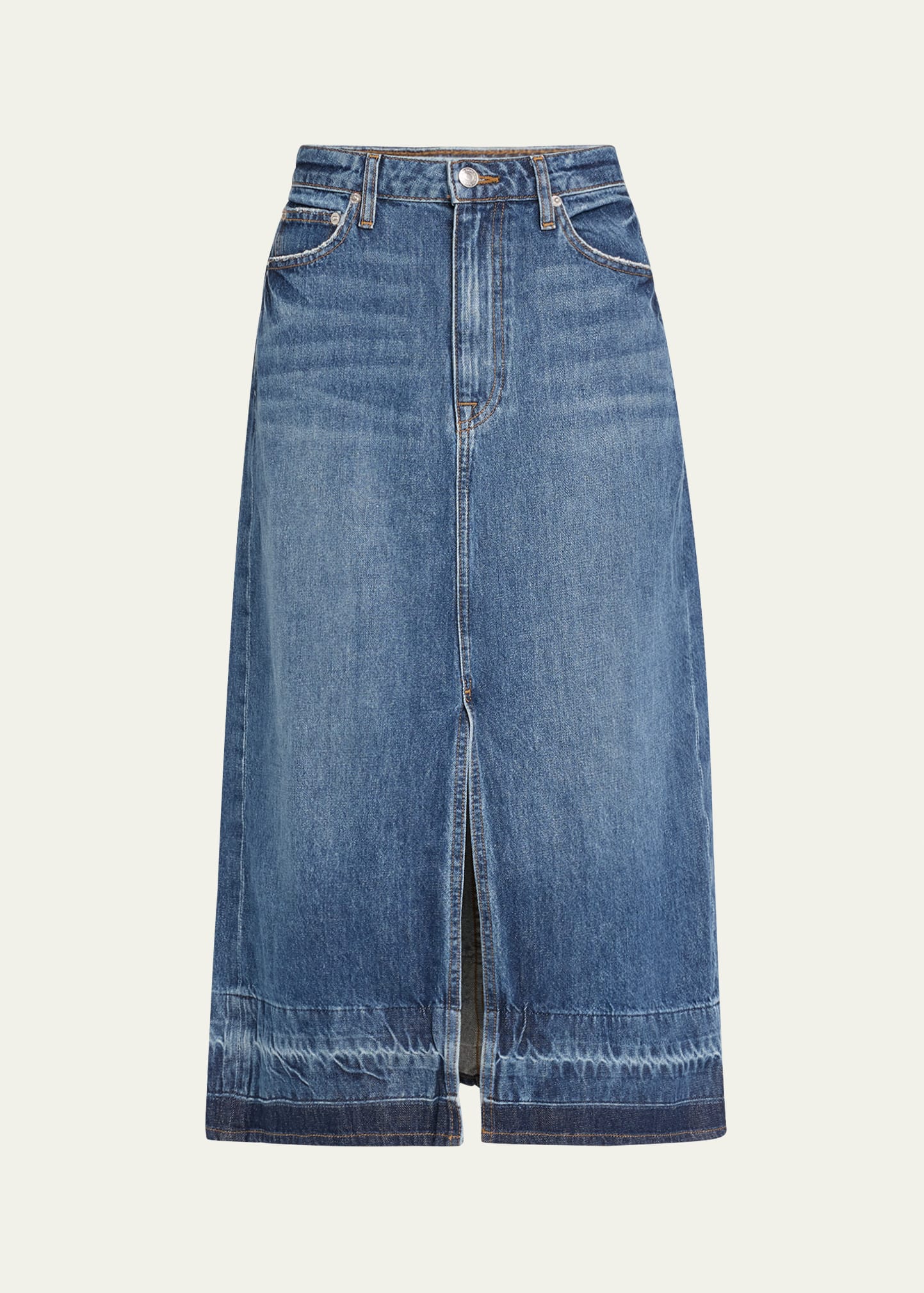 【BAON】Purderie denim midi skirt Iconic Trendsetter High Rise Slit Denim Midi Skirt | Windsor